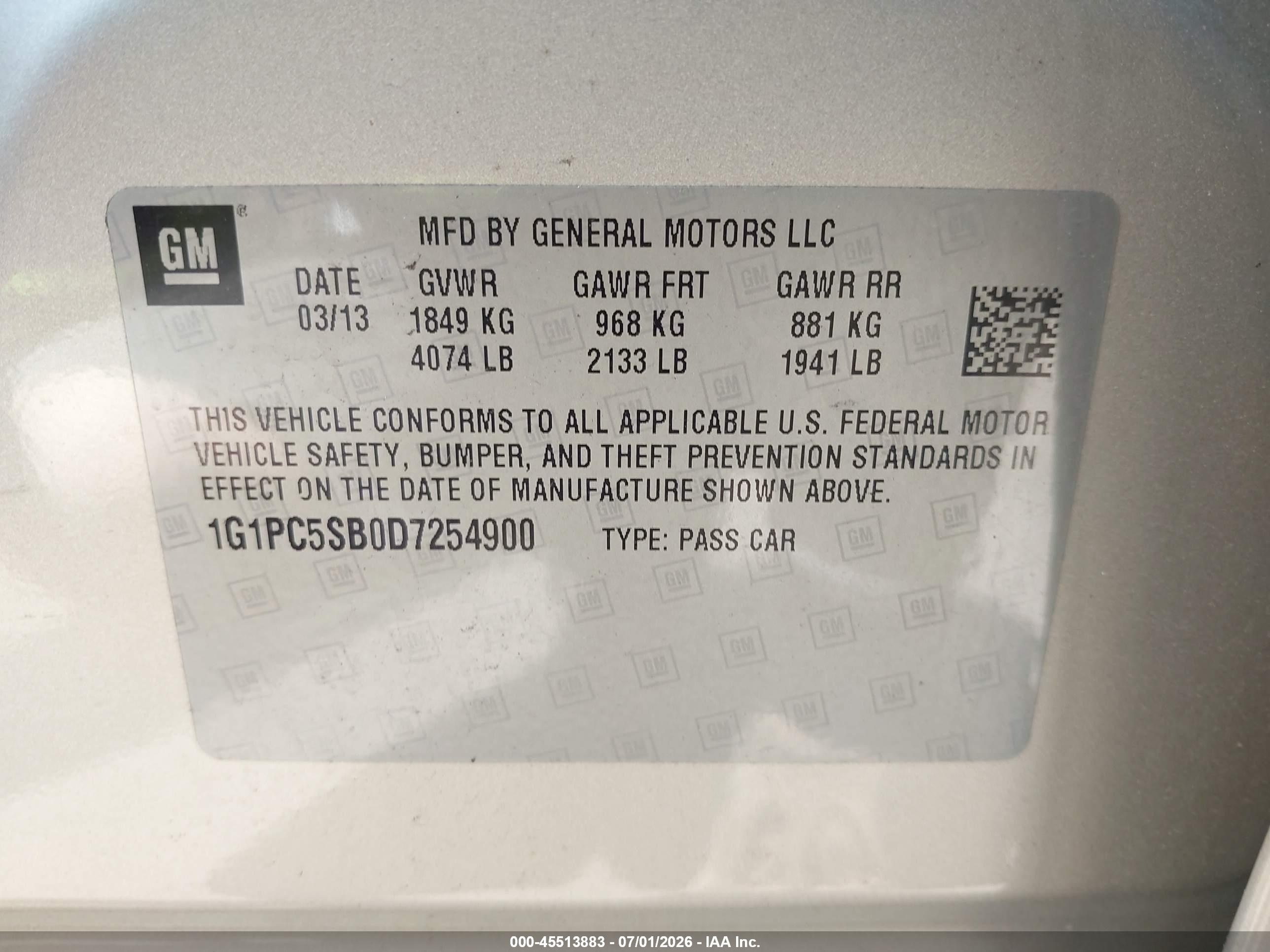 2013 Chevrolet Cruze 1lt Auto Champagne vin: 1G1PC5SB0D7254900