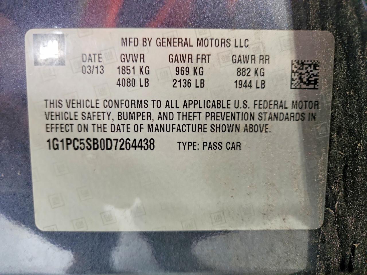 2013 Chevrolet Cruze Lt Charcoal vin: 1G1PC5SB0D7264438