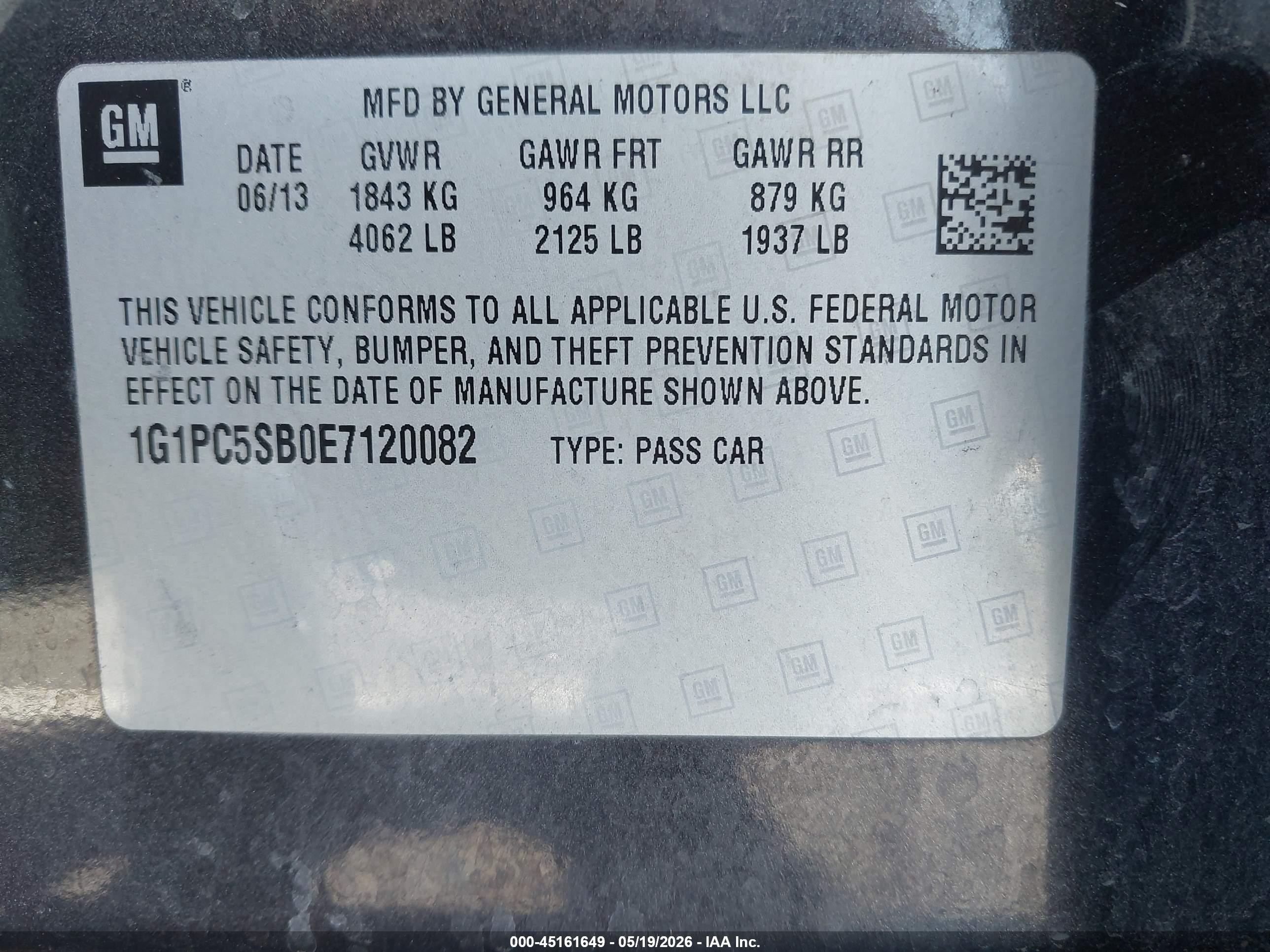 2014 Chevrolet Cruze 1lt Auto Gray vin: 1G1PC5SB0E7120082