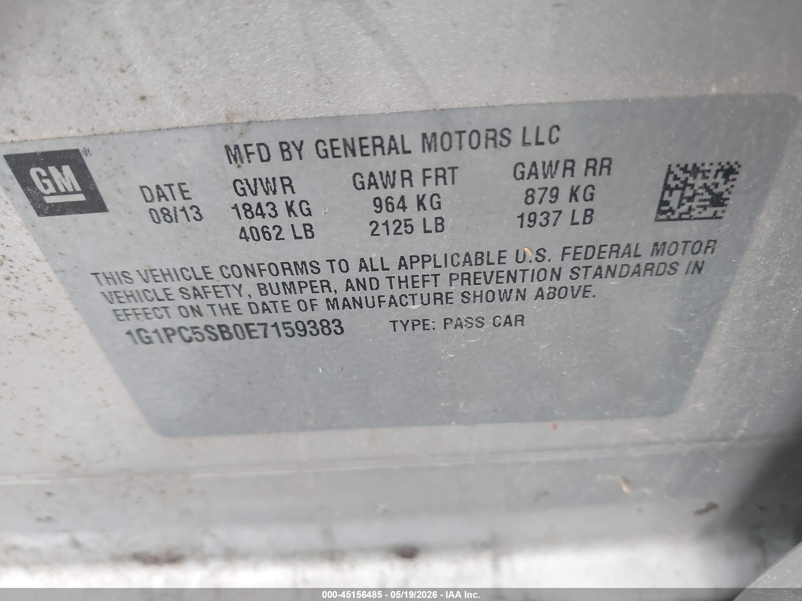 2014 Chevrolet Cruze 1lt Auto Beige vin: 1G1PC5SB0E7159383