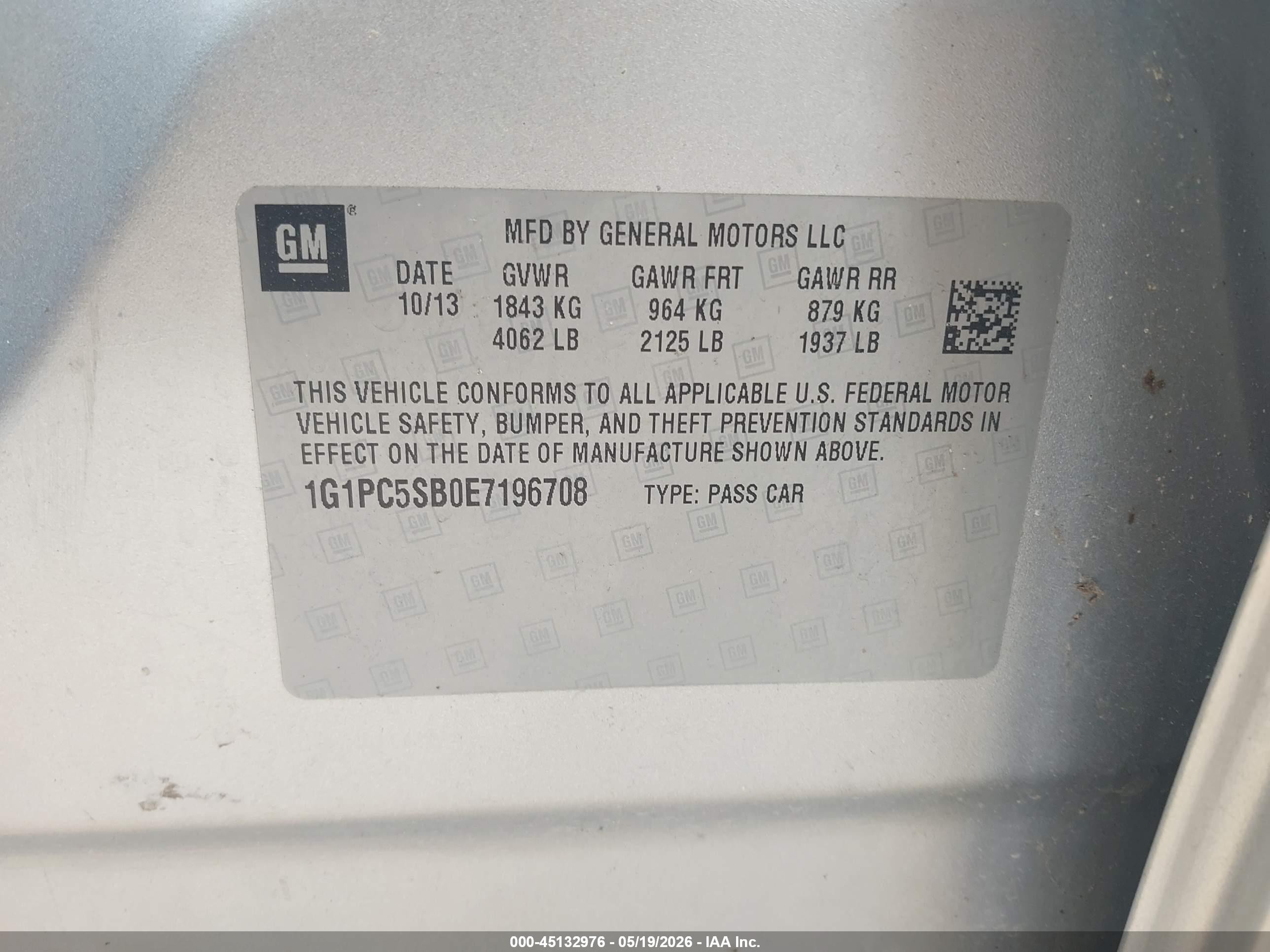 2014 Chevrolet Cruze 1lt Auto Silver vin: 1G1PC5SB0E7196708