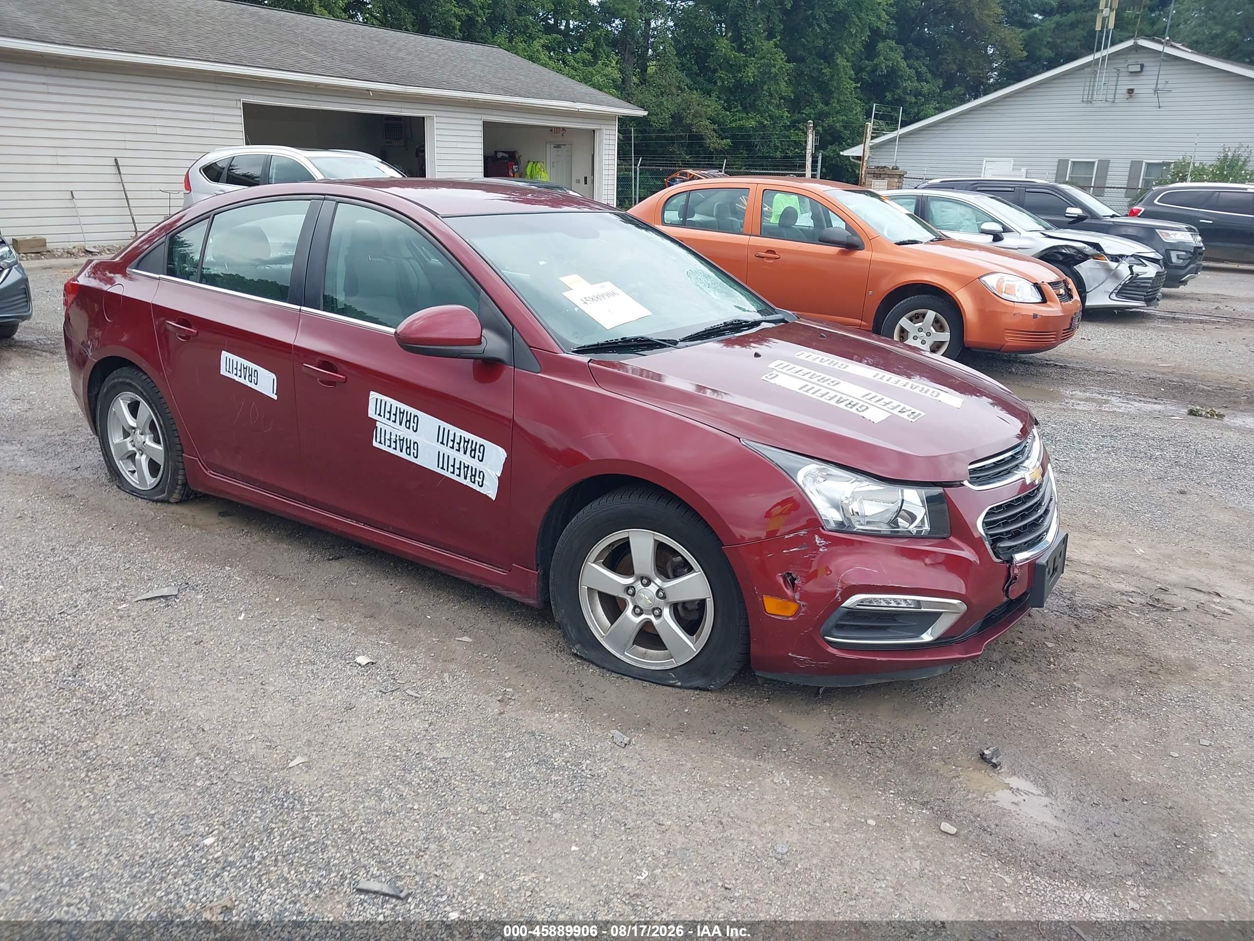 2015 Chevrolet Cruze 1lt Auto Red vin: 1G1PC5SB0F7100013