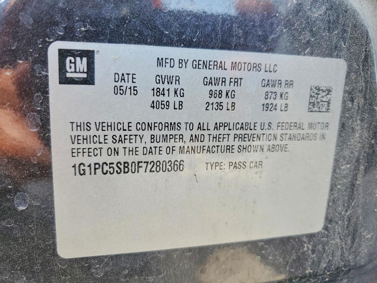 2015 Chevrolet Cruze Lt Gray vin: 1G1PC5SB0F7280366