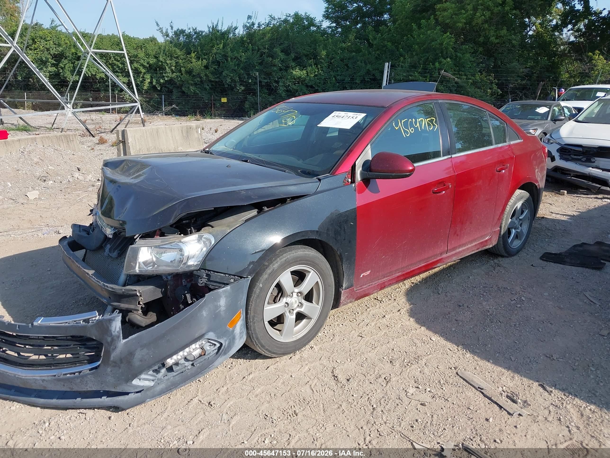 2015 Chevrolet Cruze 1lt Auto Red vin: 1G1PC5SB0F7293537