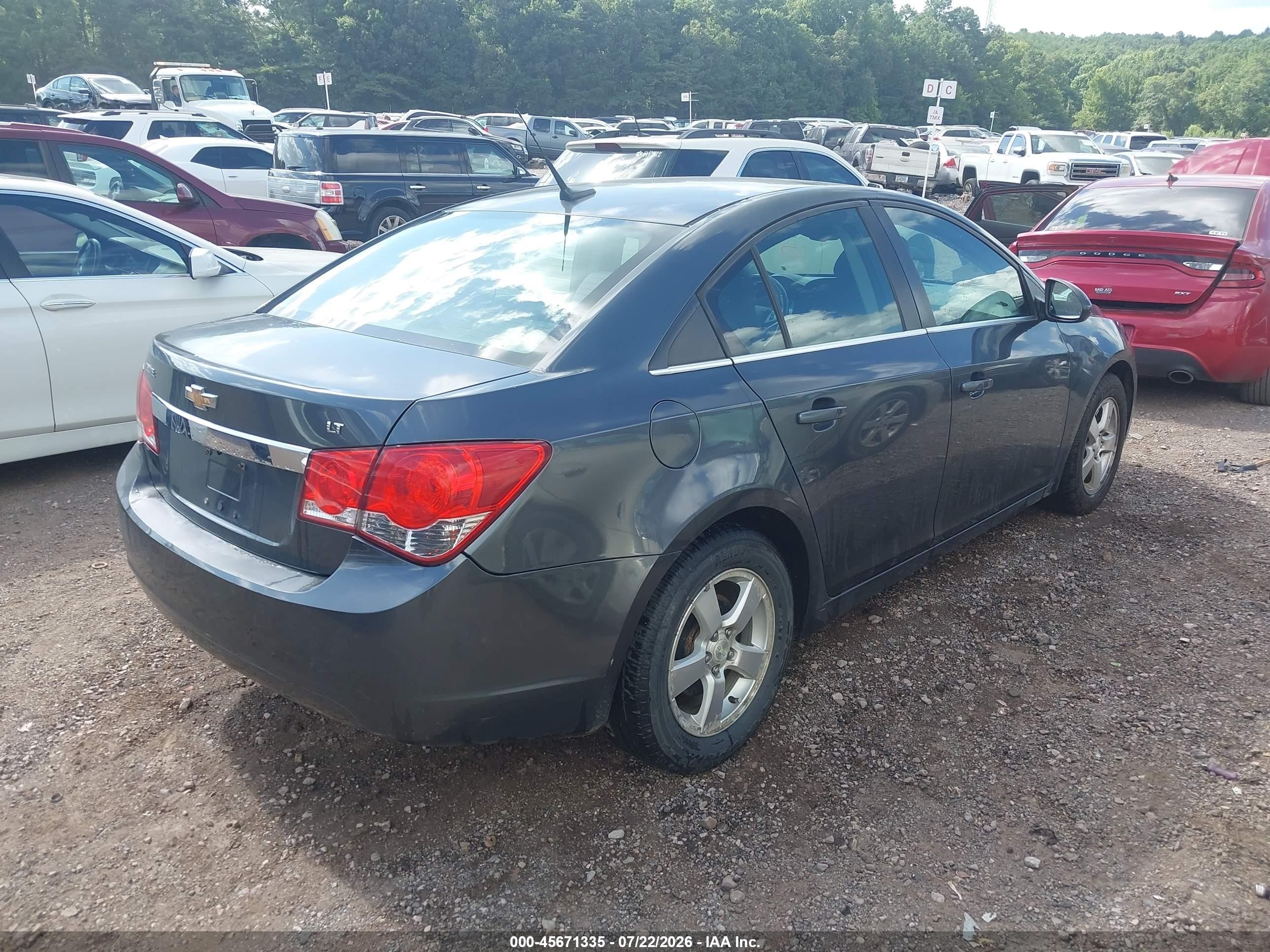 2013 Chevrolet Cruze 1lt Auto Gray vin: 1G1PC5SB1D7143367