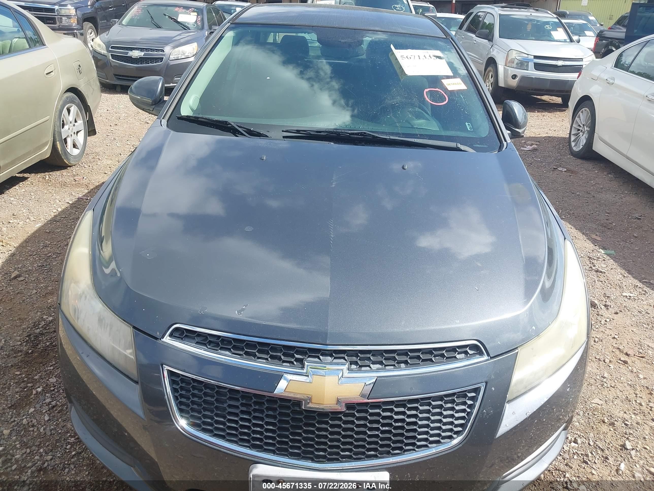 2013 Chevrolet Cruze 1lt Auto Gray vin: 1G1PC5SB1D7143367