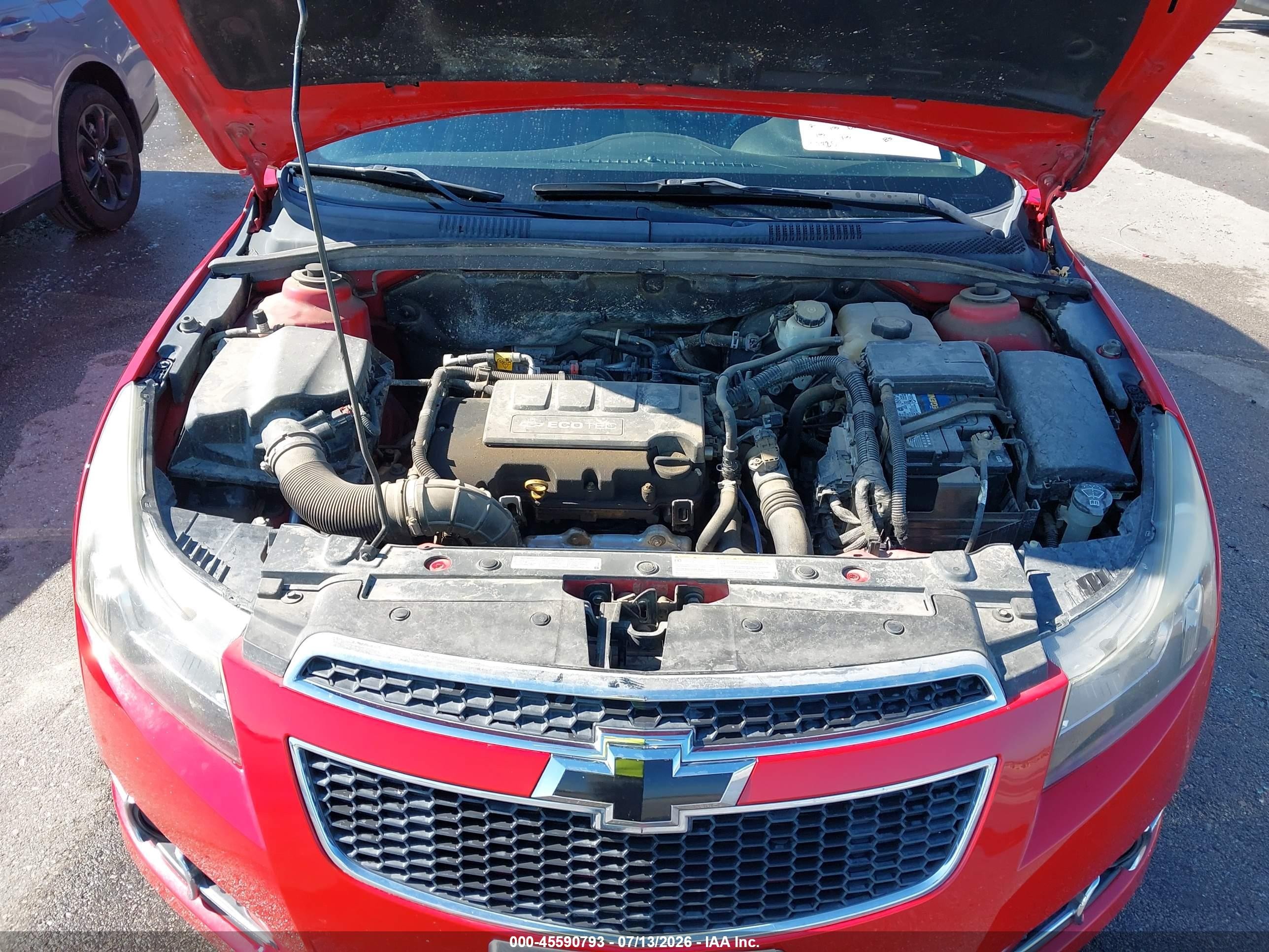 2013 Chevrolet Cruze 1lt Auto Red vin: 1G1PC5SB1D7187773