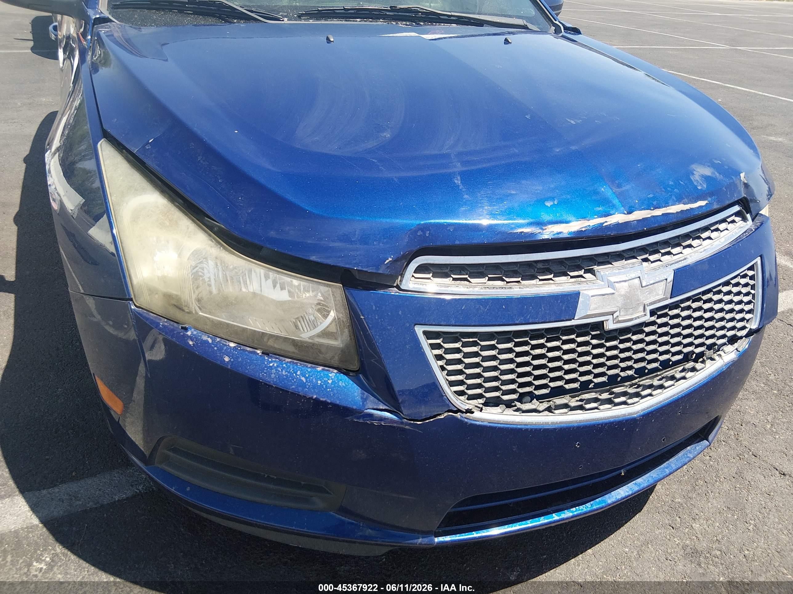 2013 Chevrolet Cruze 1lt Auto Blue vin: 1G1PC5SB1D7252573