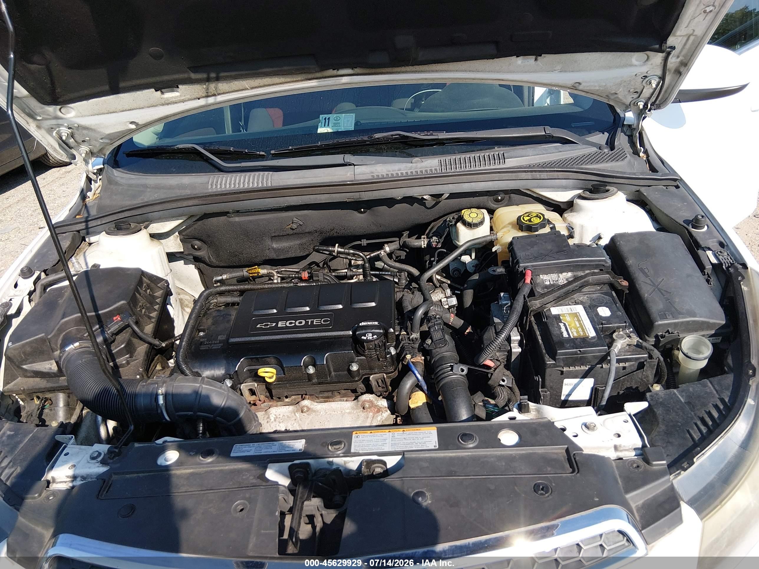 2013 Chevrolet Cruze 1lt Auto Белый vin: 1G1PC5SB1D7268515