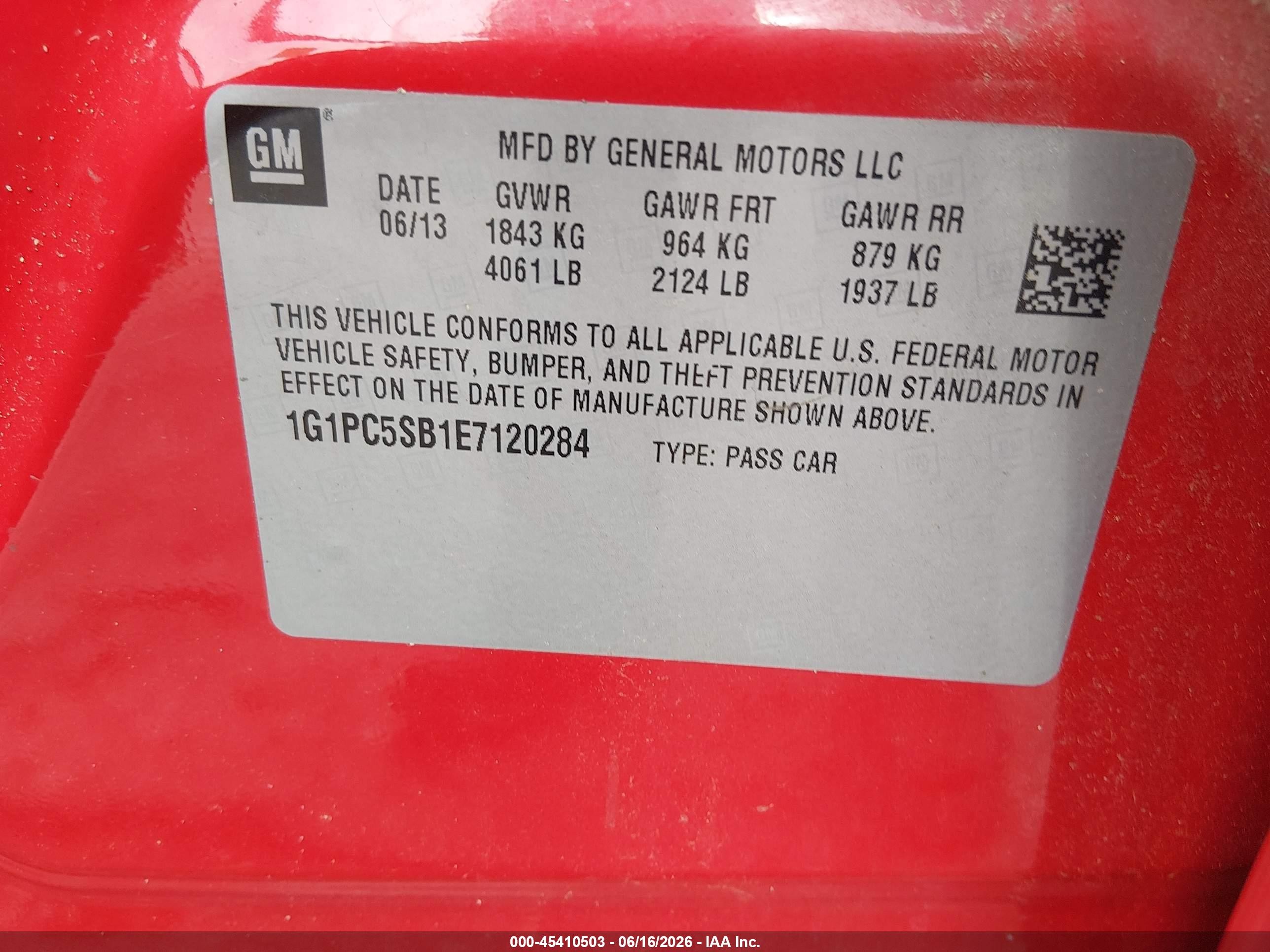 2014 Chevrolet Cruze 1lt Auto Red vin: 1G1PC5SB1E7120284