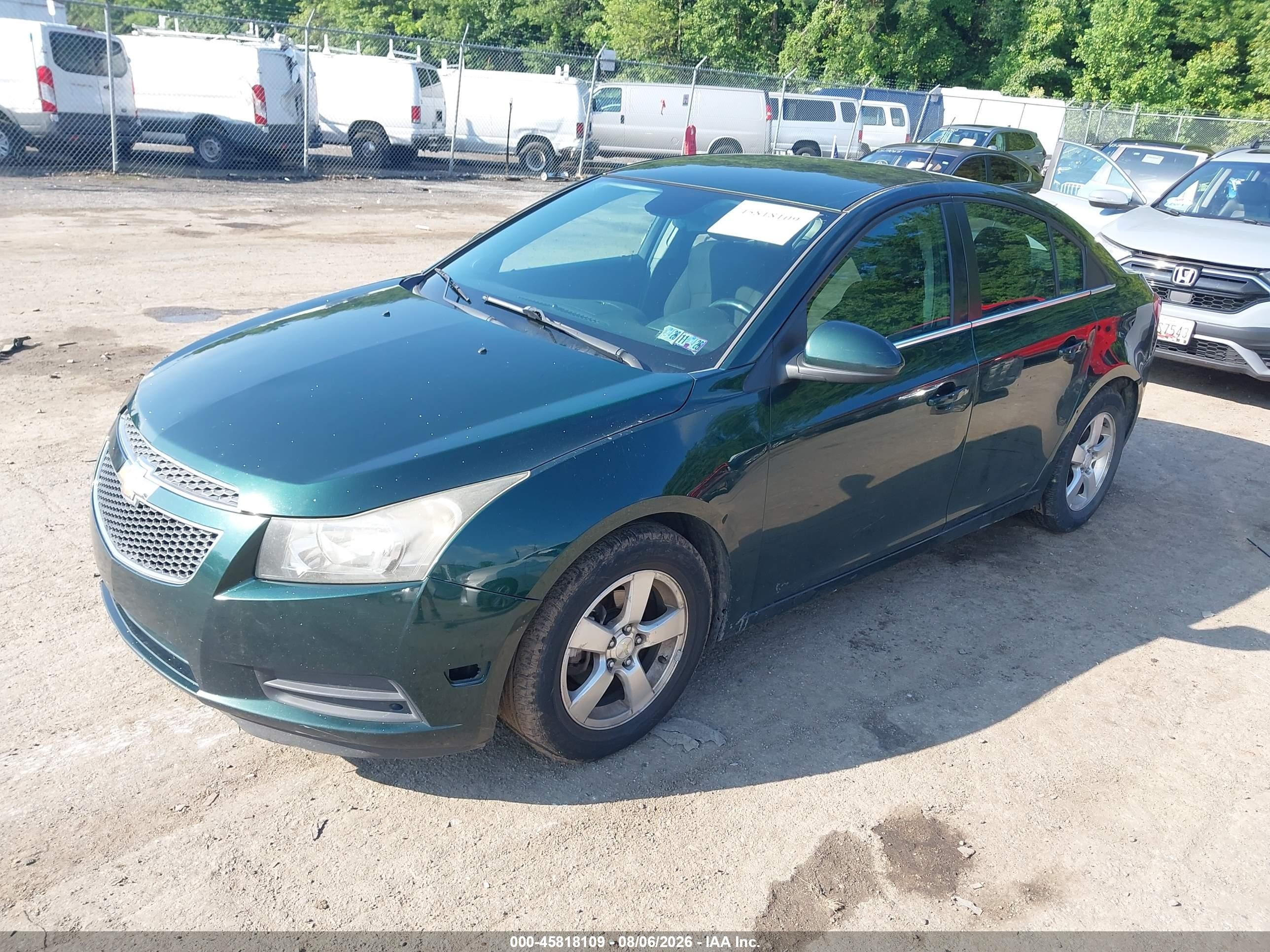 2014 Chevrolet Cruze 1lt Auto Green vin: 1G1PC5SB1E7120995