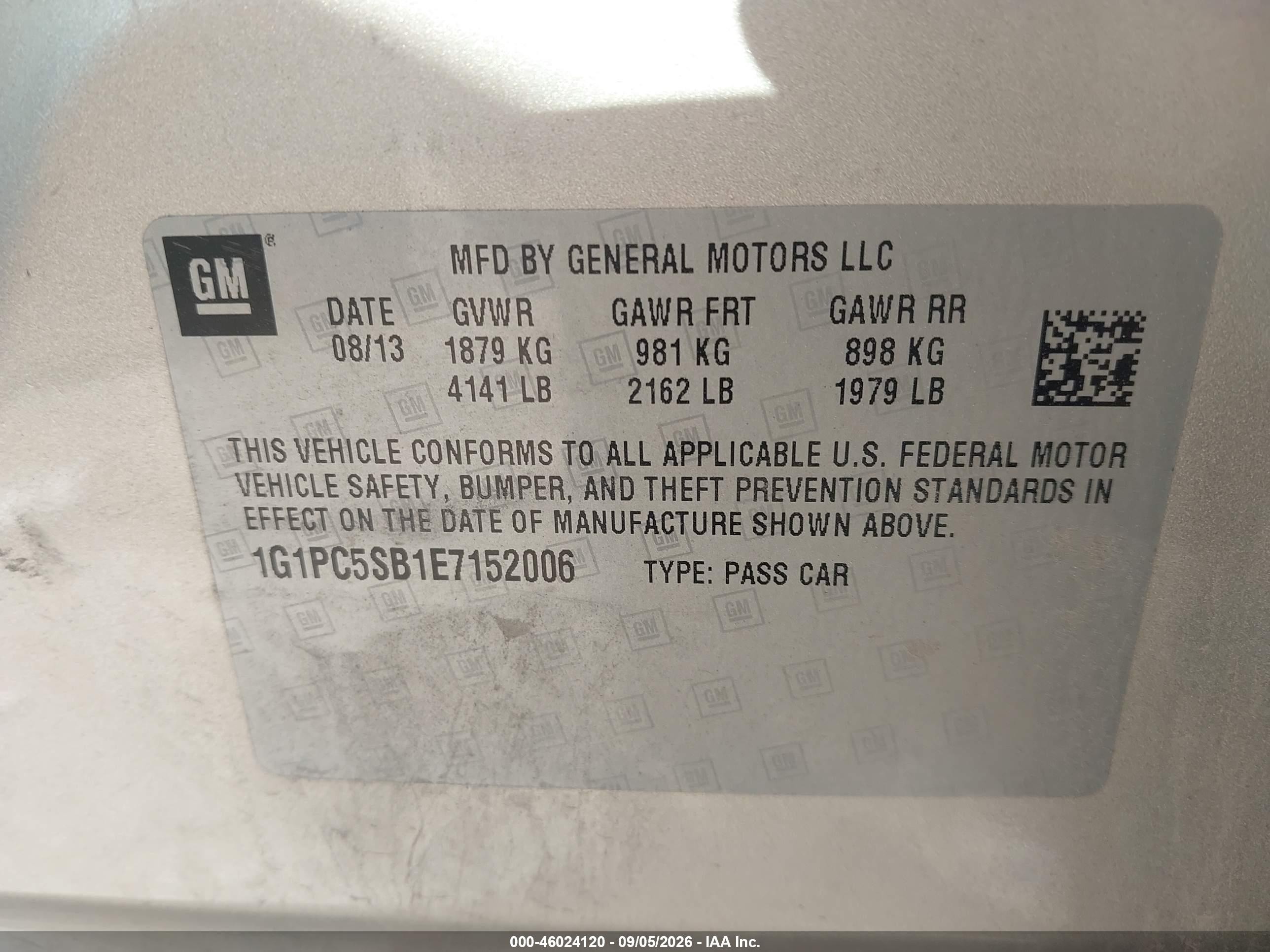 2014 Chevrolet Cruze 1lt Auto Champagne vin: 1G1PC5SB1E7152006