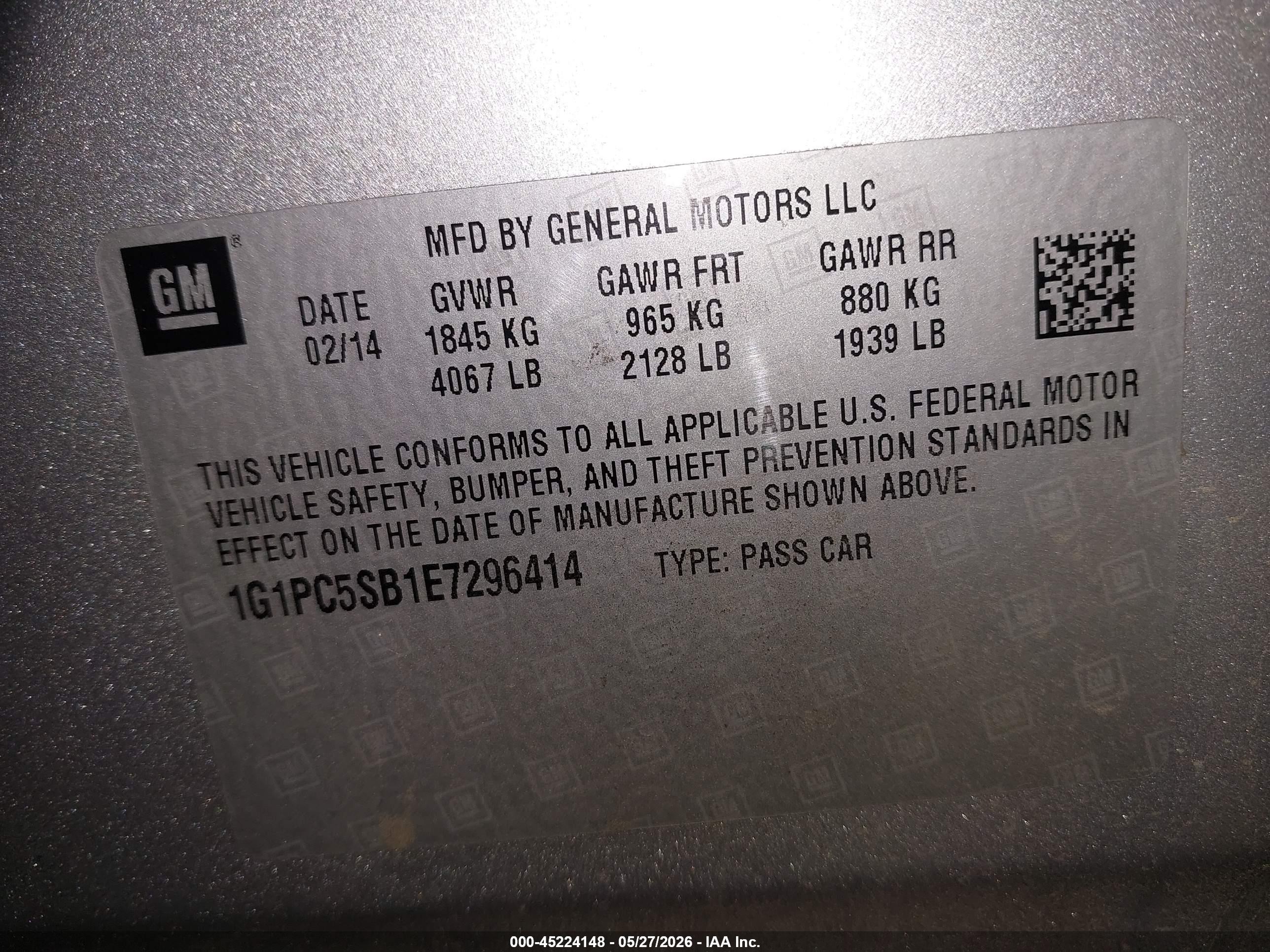 2014 Chevrolet Cruze 1lt Auto Silver vin: 1G1PC5SB1E7296414