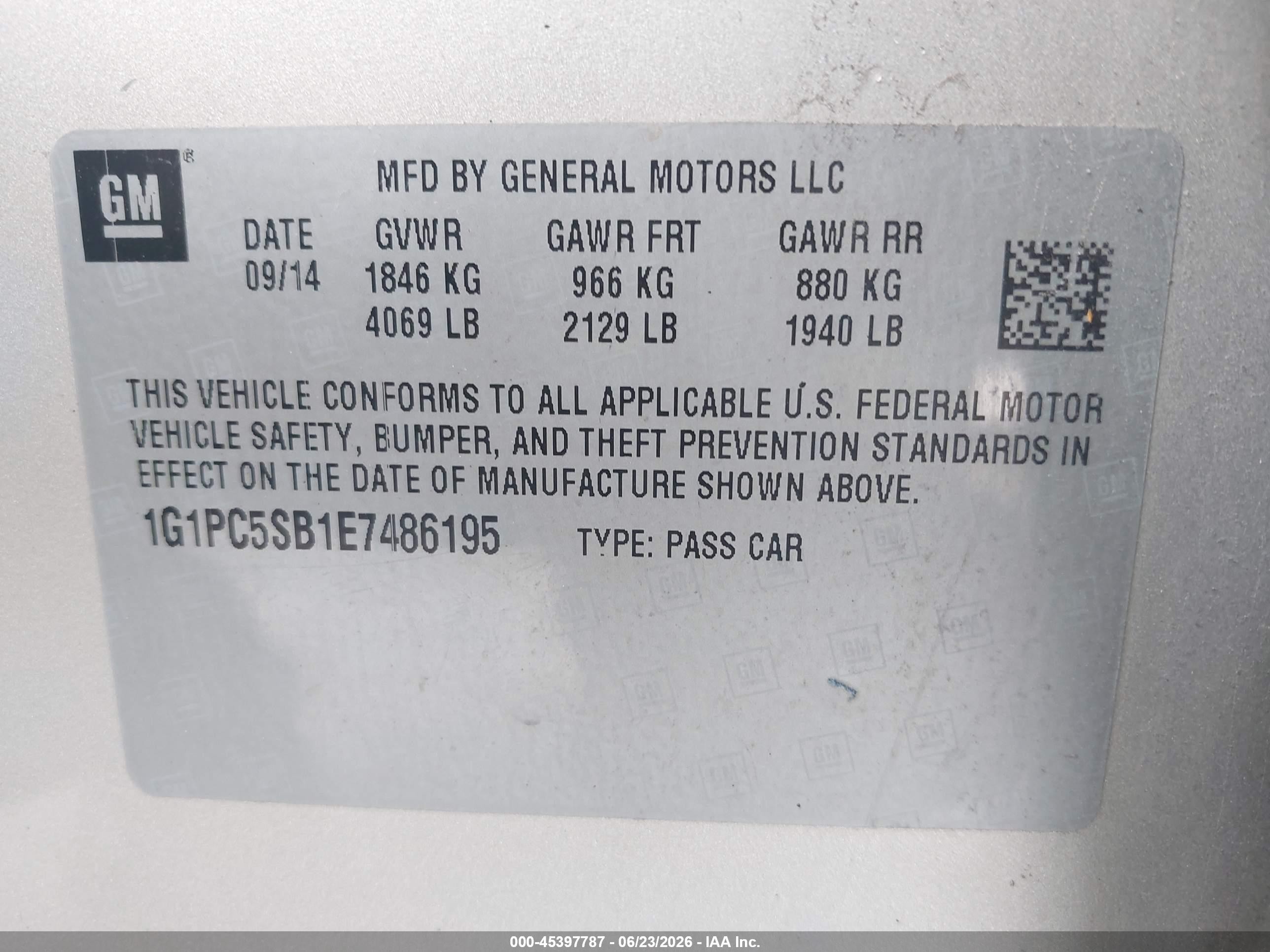 2014 Chevrolet Cruze 1lt Auto Gold vin: 1G1PC5SB1E7486195