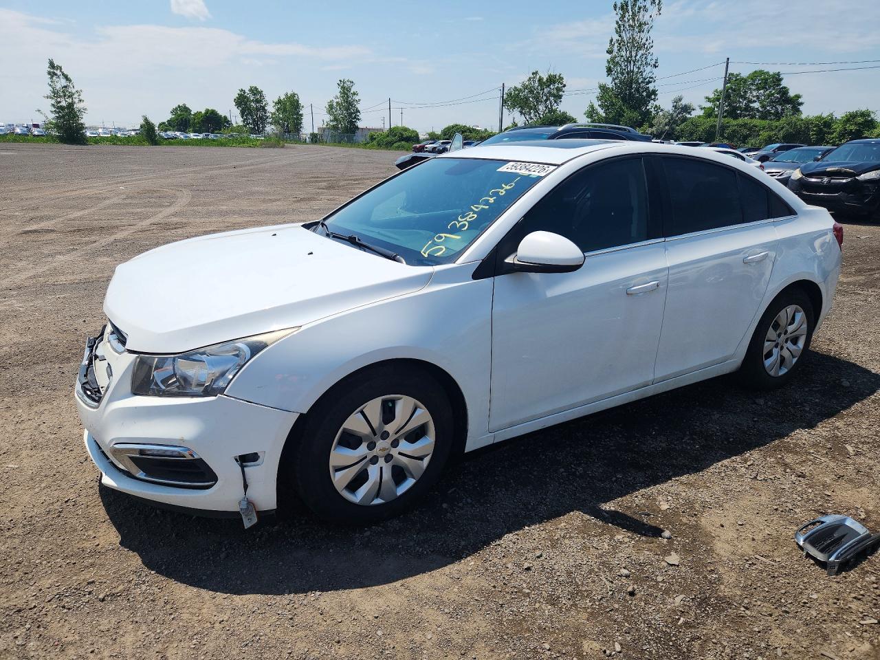 2015 Chevrolet Cruze Lt White vin: 1G1PC5SB1F7149933