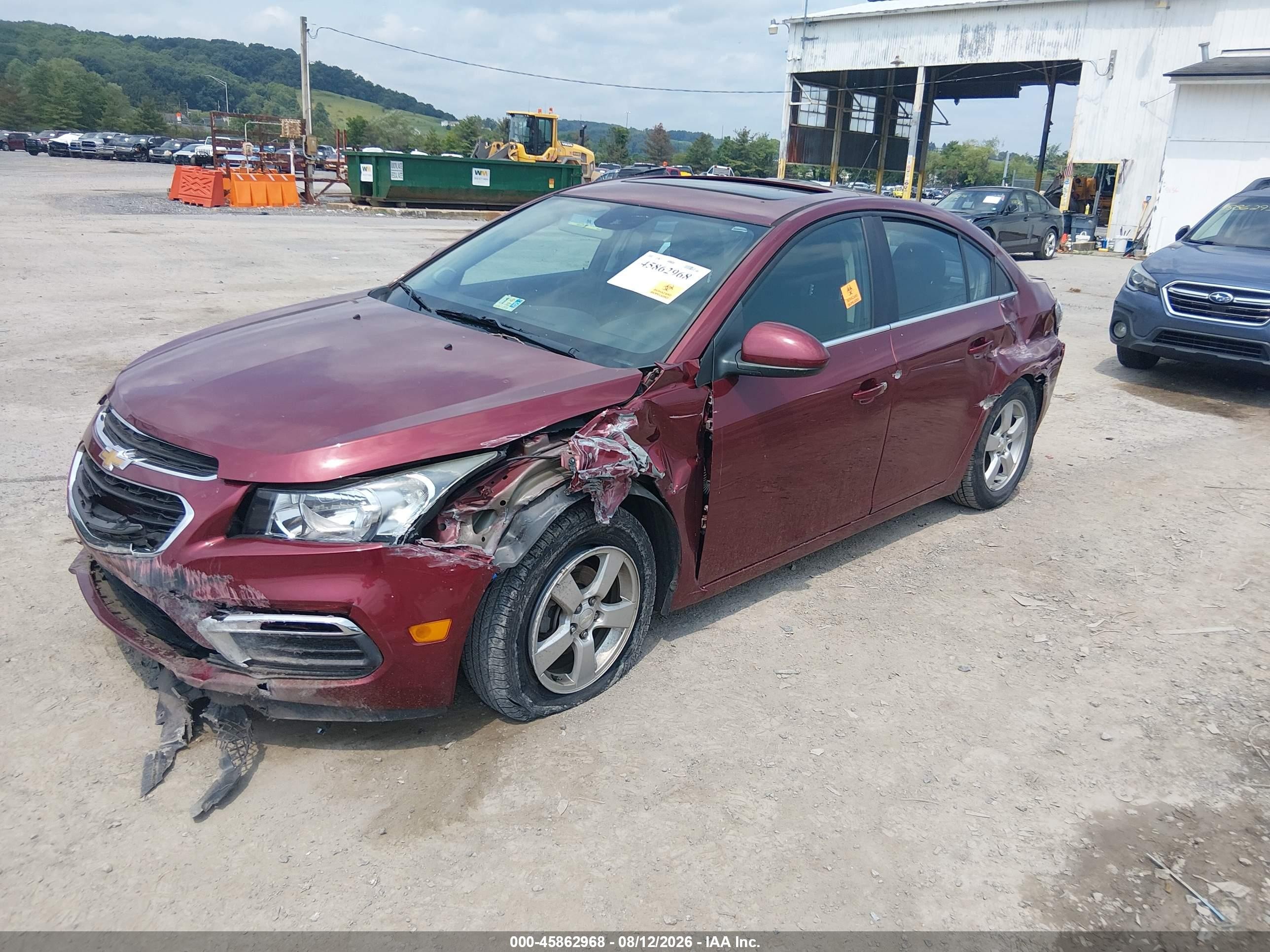 2015 Chevrolet Cruze 1lt Auto Maroon vin: 1G1PC5SB1F7170488