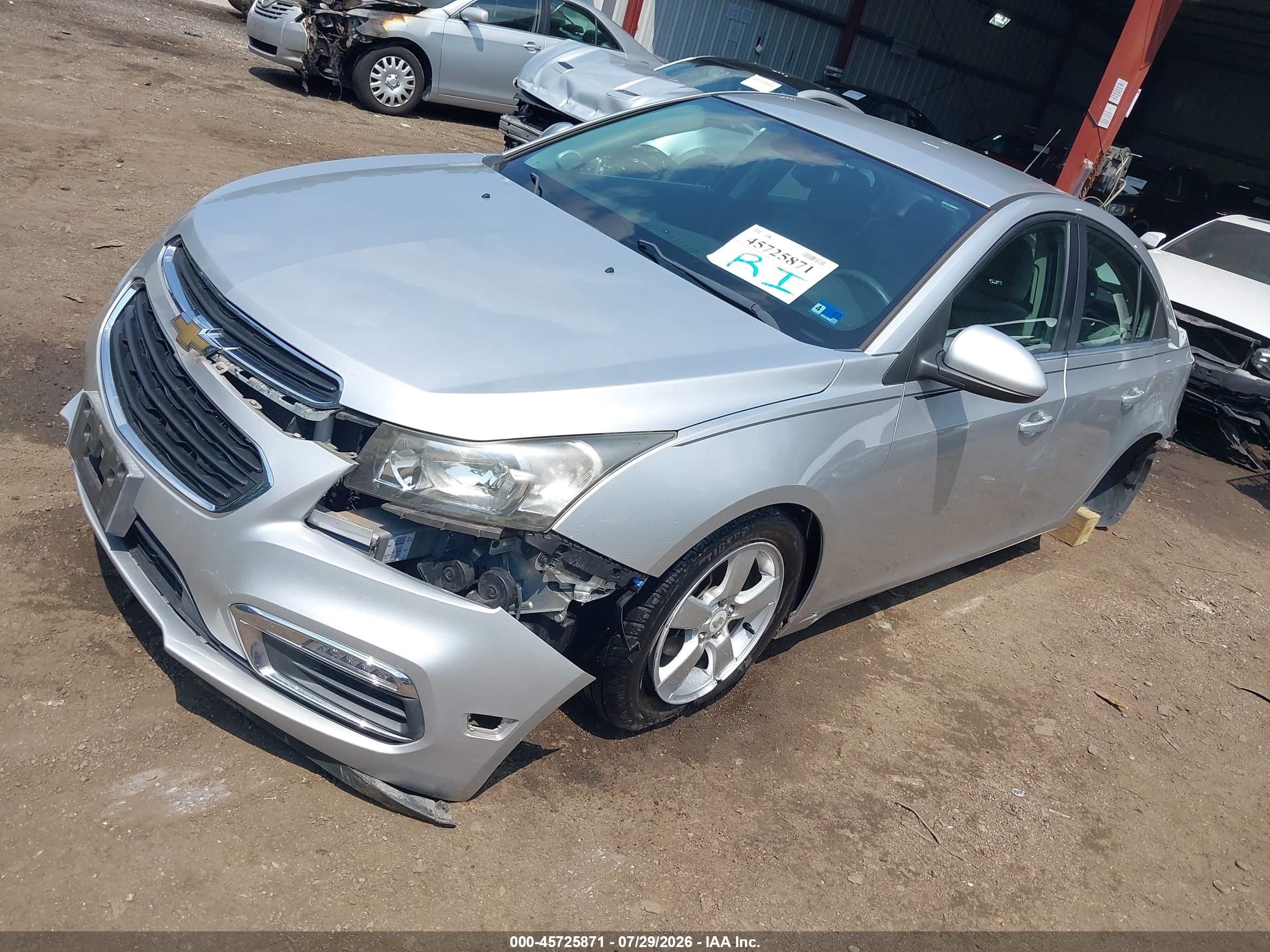 2015 Chevrolet Cruze 1lt Auto Silver vin: 1G1PC5SB1F7217471