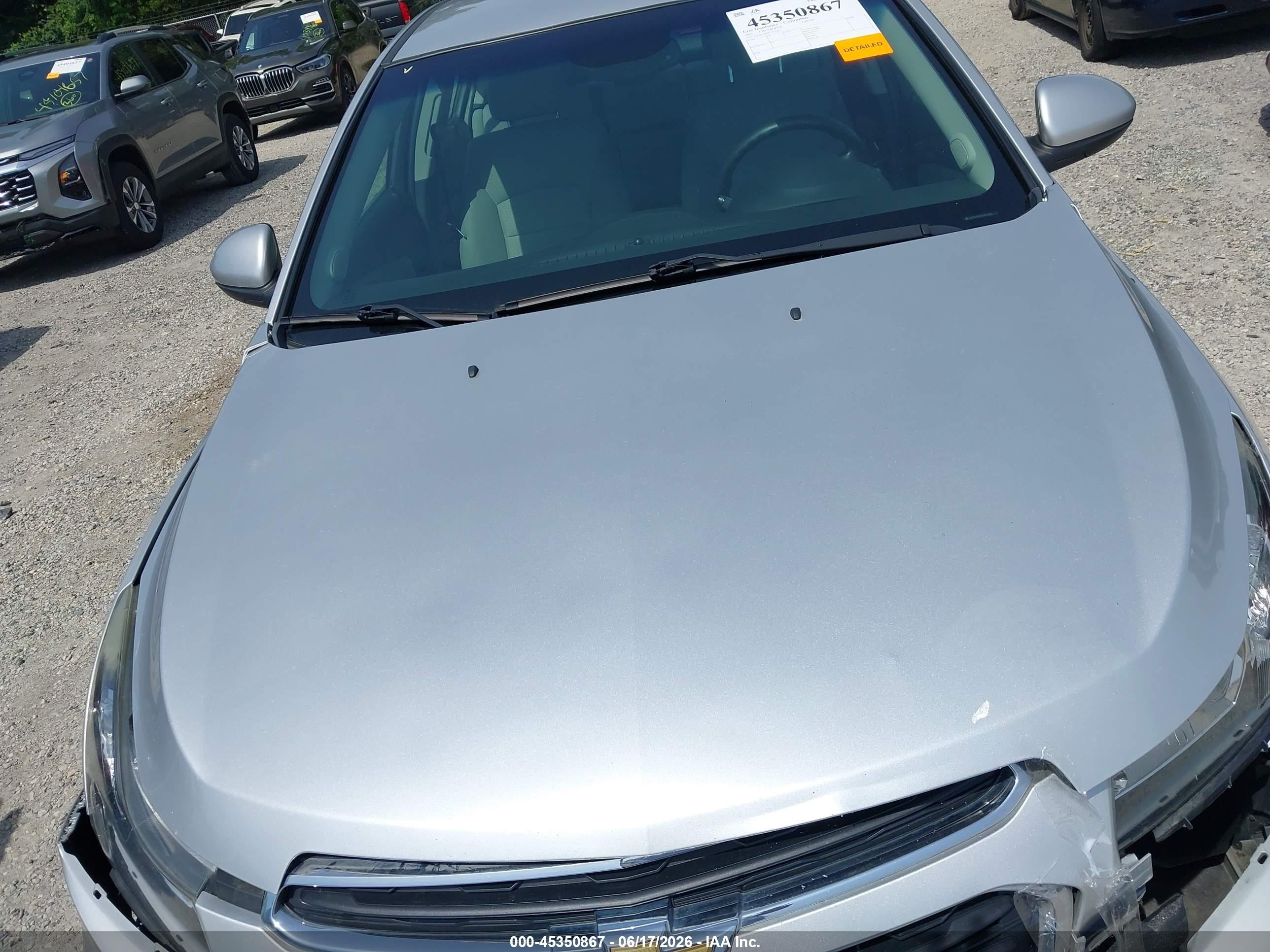 2015 Chevrolet Cruze 1lt Auto Silver vin: 1G1PC5SB1F7257324