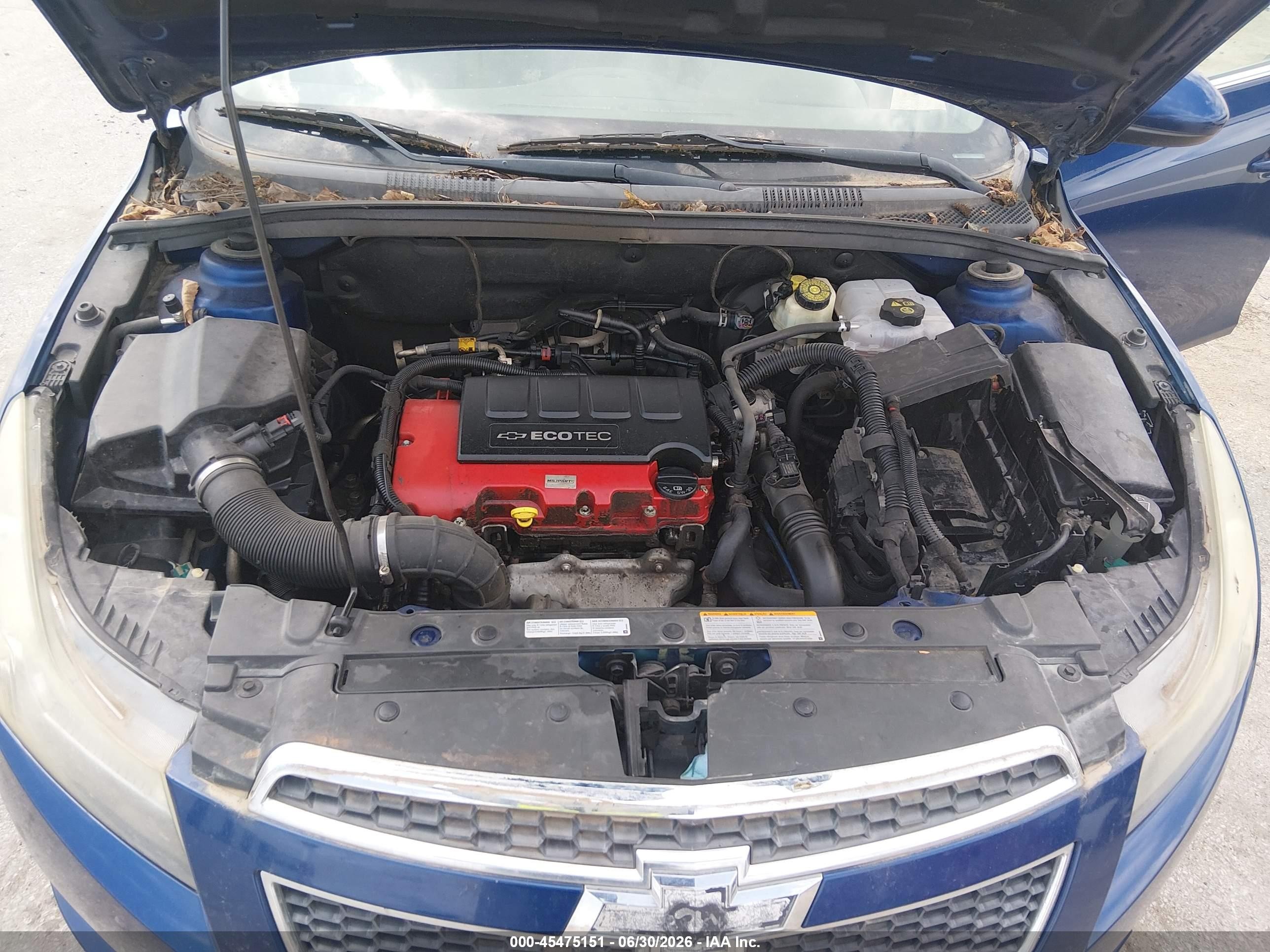 2013 Chevrolet Cruze 1lt Auto Blue vin: 1G1PC5SB2D7180699