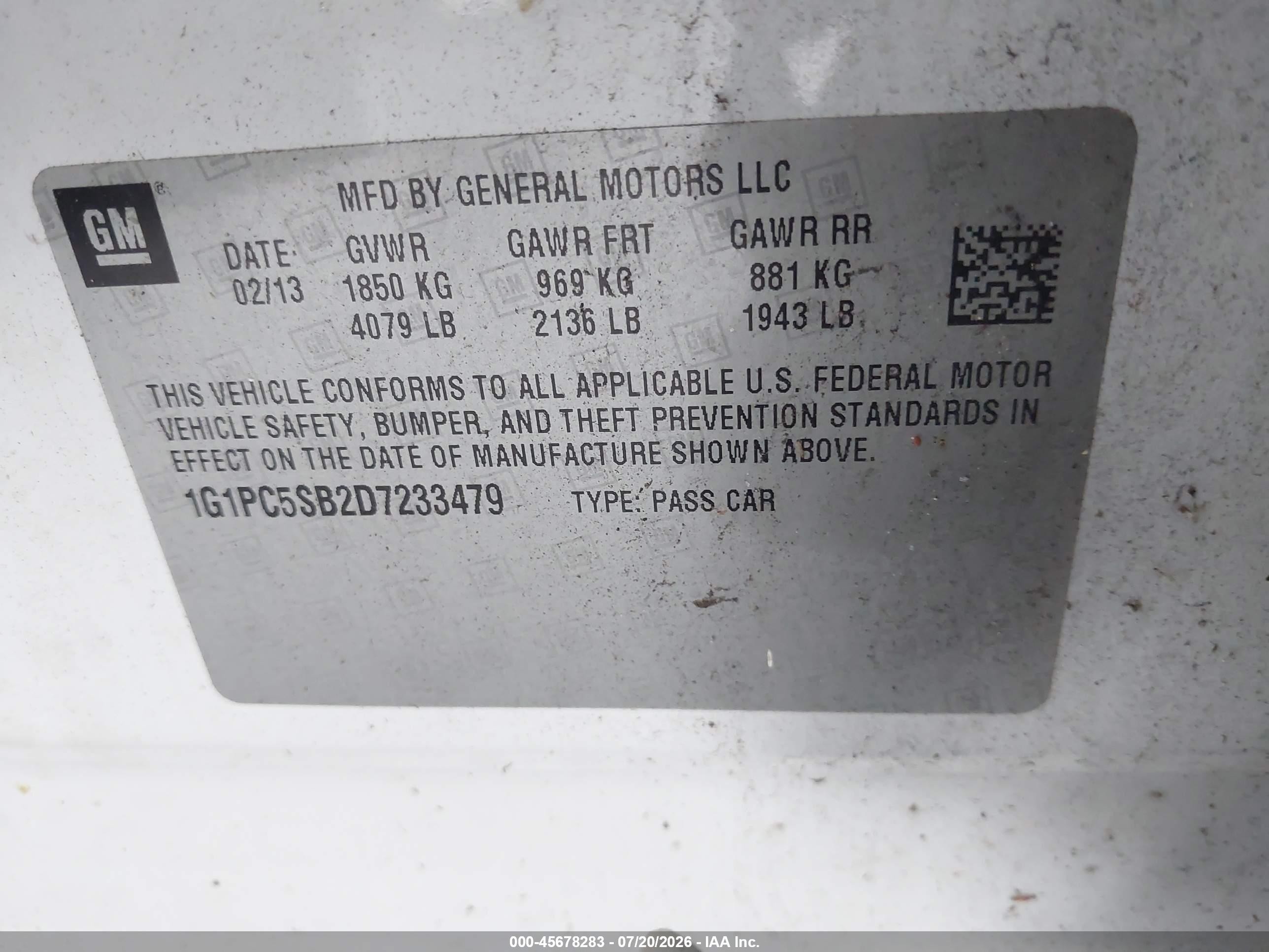2013 Chevrolet Cruze 1lt Auto White vin: 1G1PC5SB2D7233479