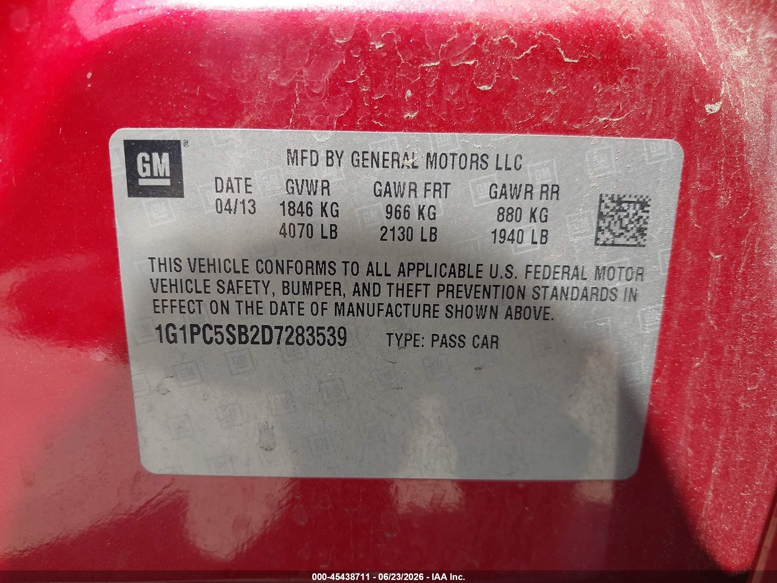 2013 Chevrolet Cruze 1lt Auto Red vin: 1G1PC5SB2D7283539