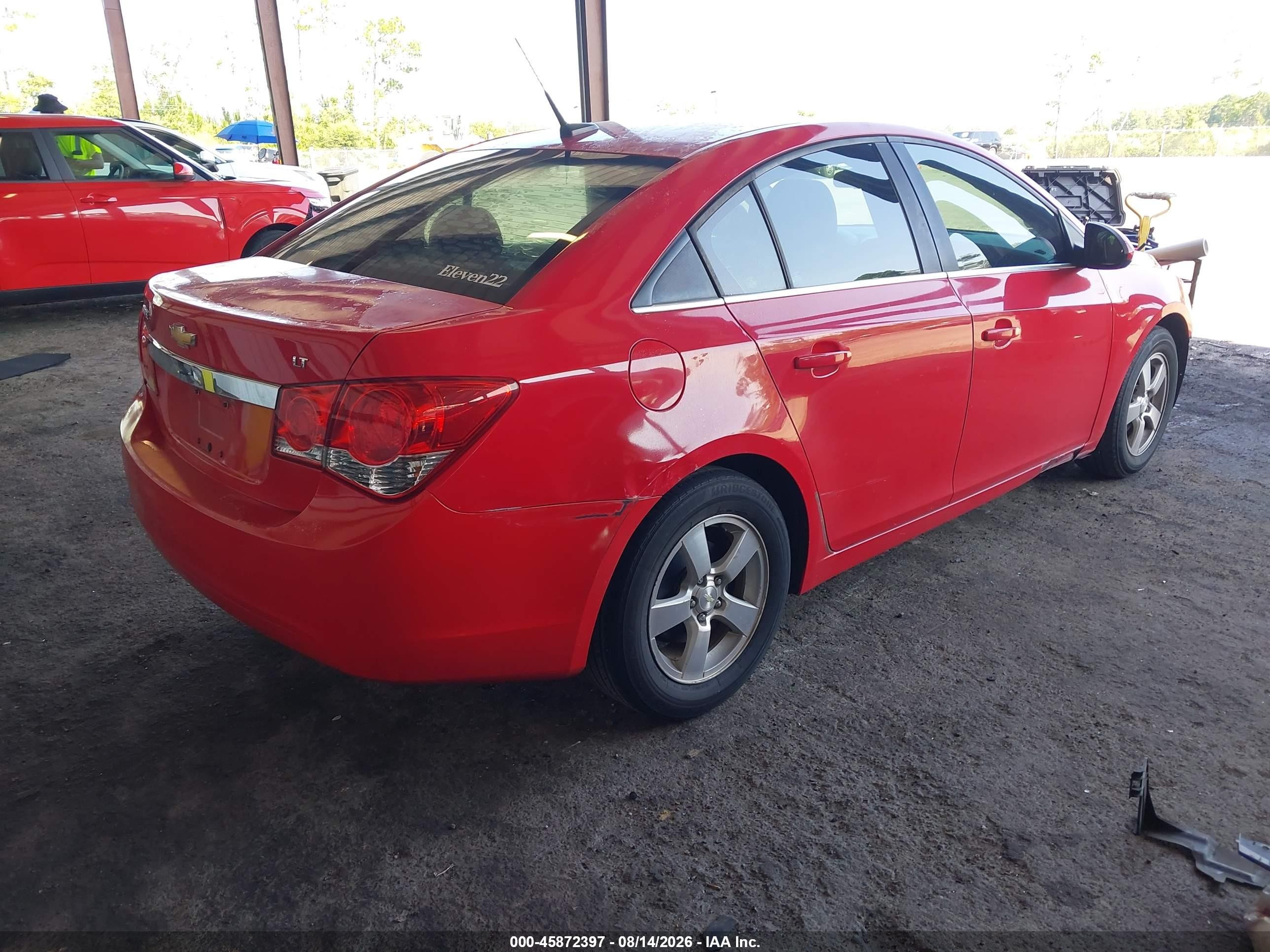 2014 Chevrolet Cruze 1lt Auto Red vin: 1G1PC5SB2E7318629