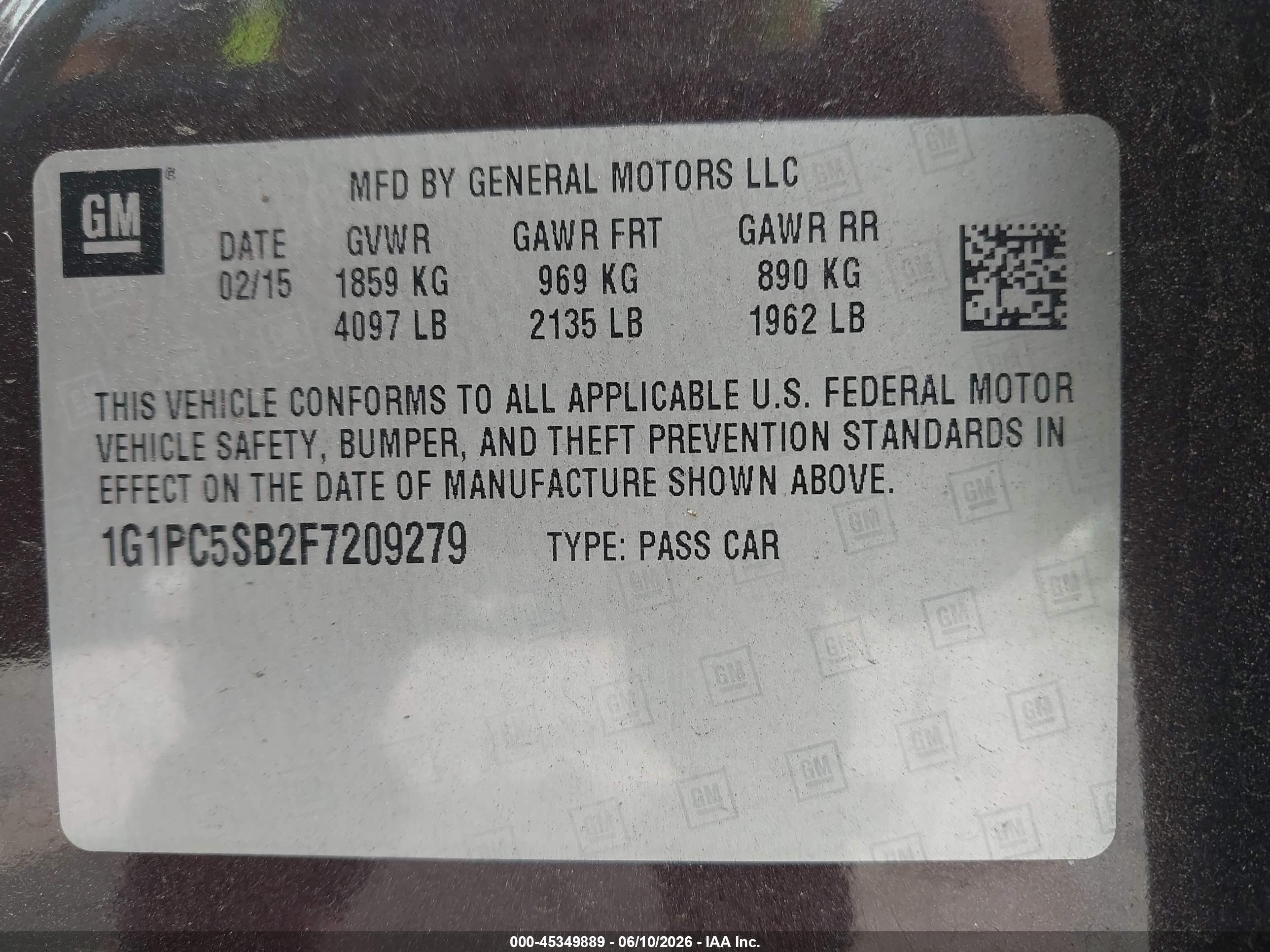 2015 Chevrolet Cruze 1lt Auto Burgundy vin: 1G1PC5SB2F7209279