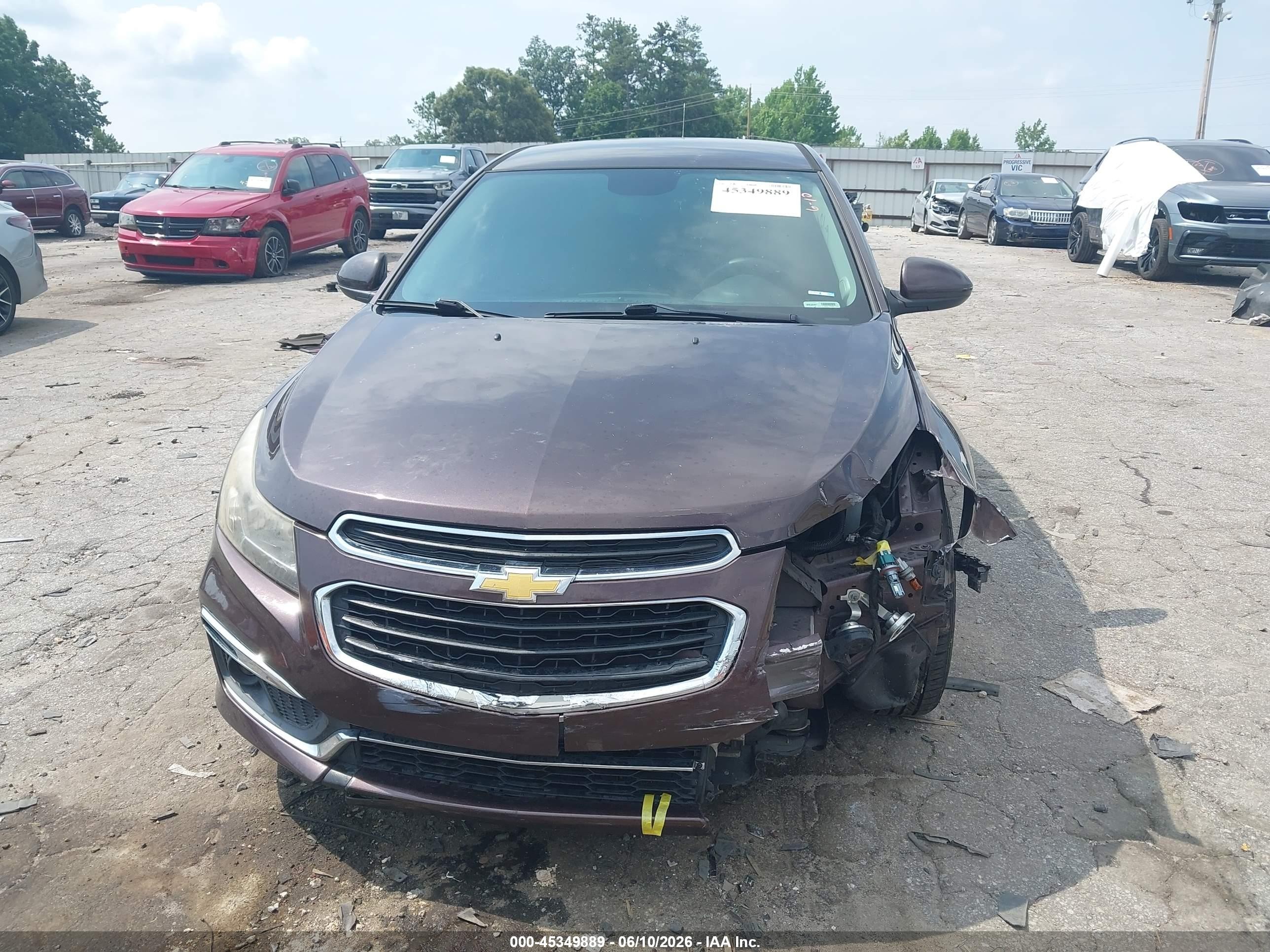 2015 Chevrolet Cruze 1lt Auto Burgundy vin: 1G1PC5SB2F7209279
