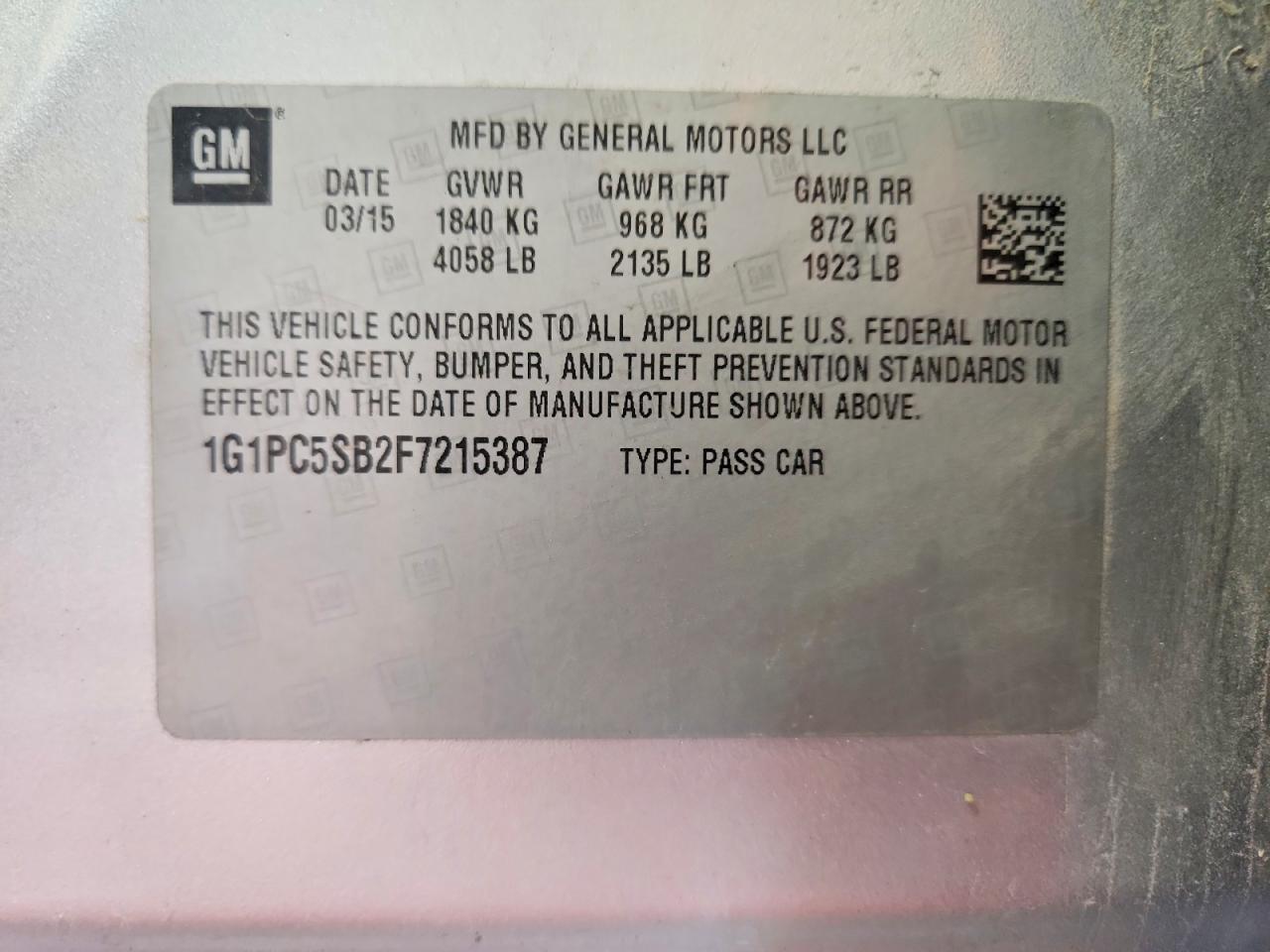 2015 Chevrolet Cruze Lt Silver vin: 1G1PC5SB2F7215387