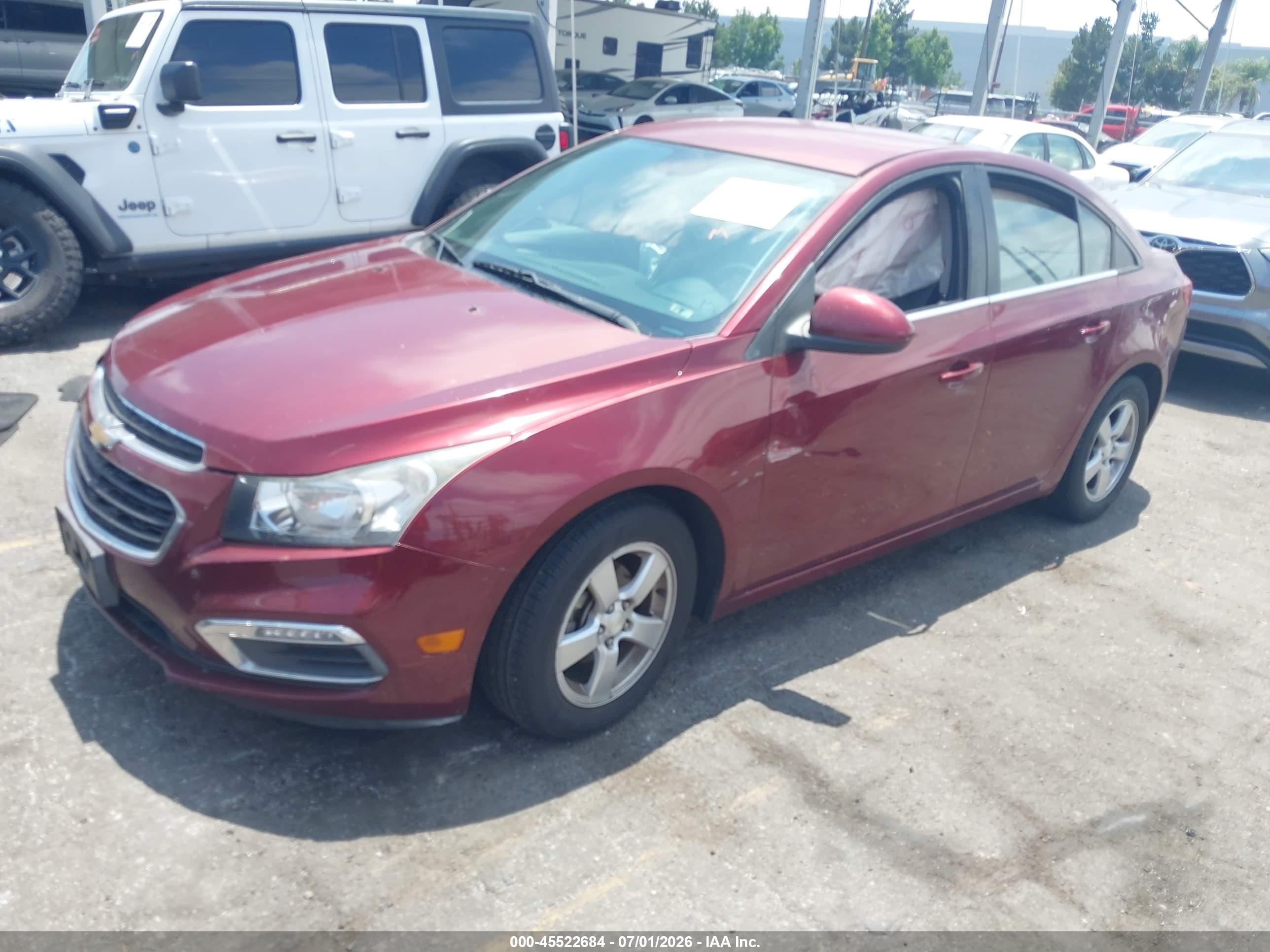 2015 Chevrolet Cruze 1lt Auto Burgundy vin: 1G1PC5SB2F7240306