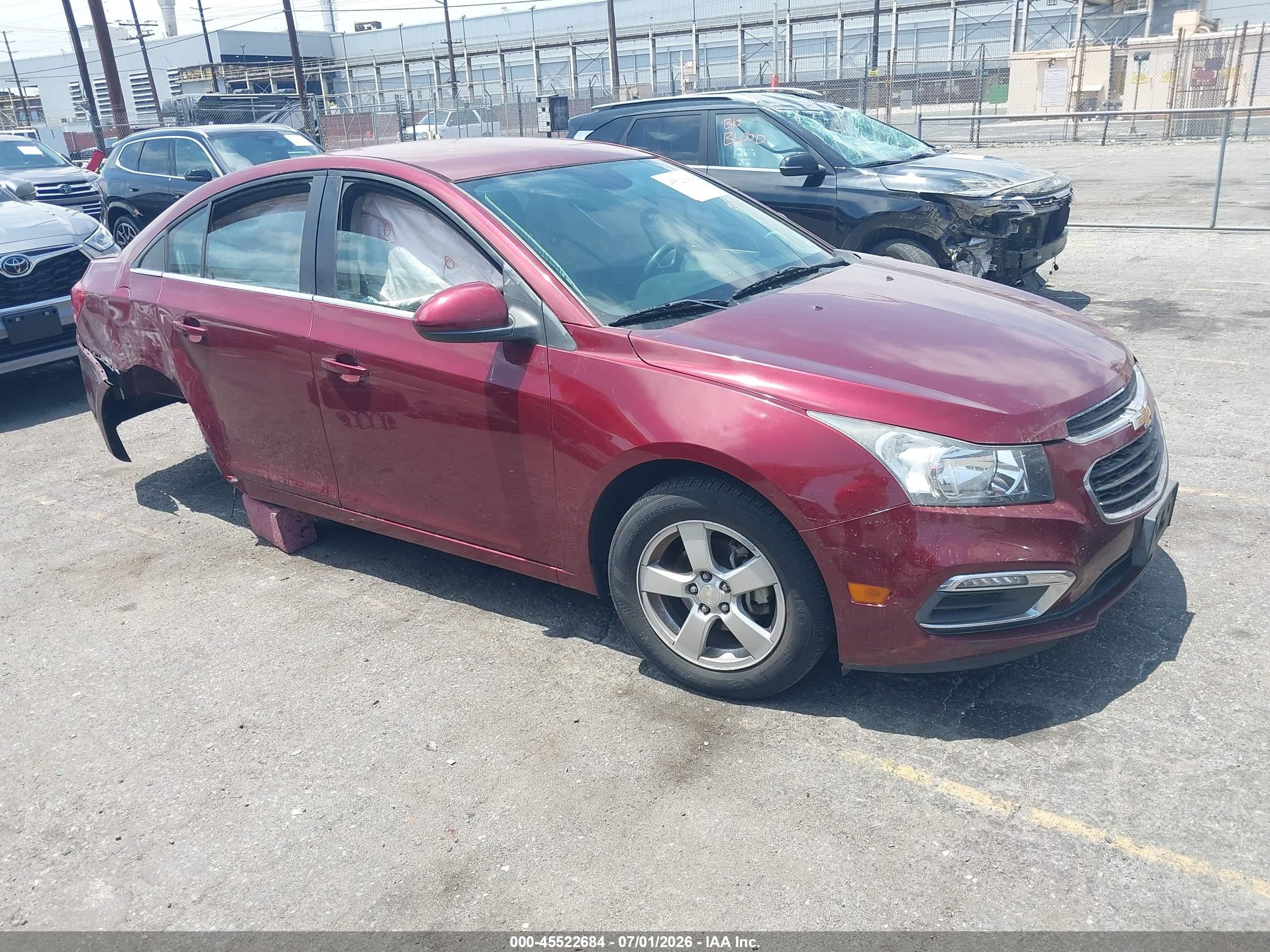 2015 Chevrolet Cruze 1lt Auto Burgundy vin: 1G1PC5SB2F7240306