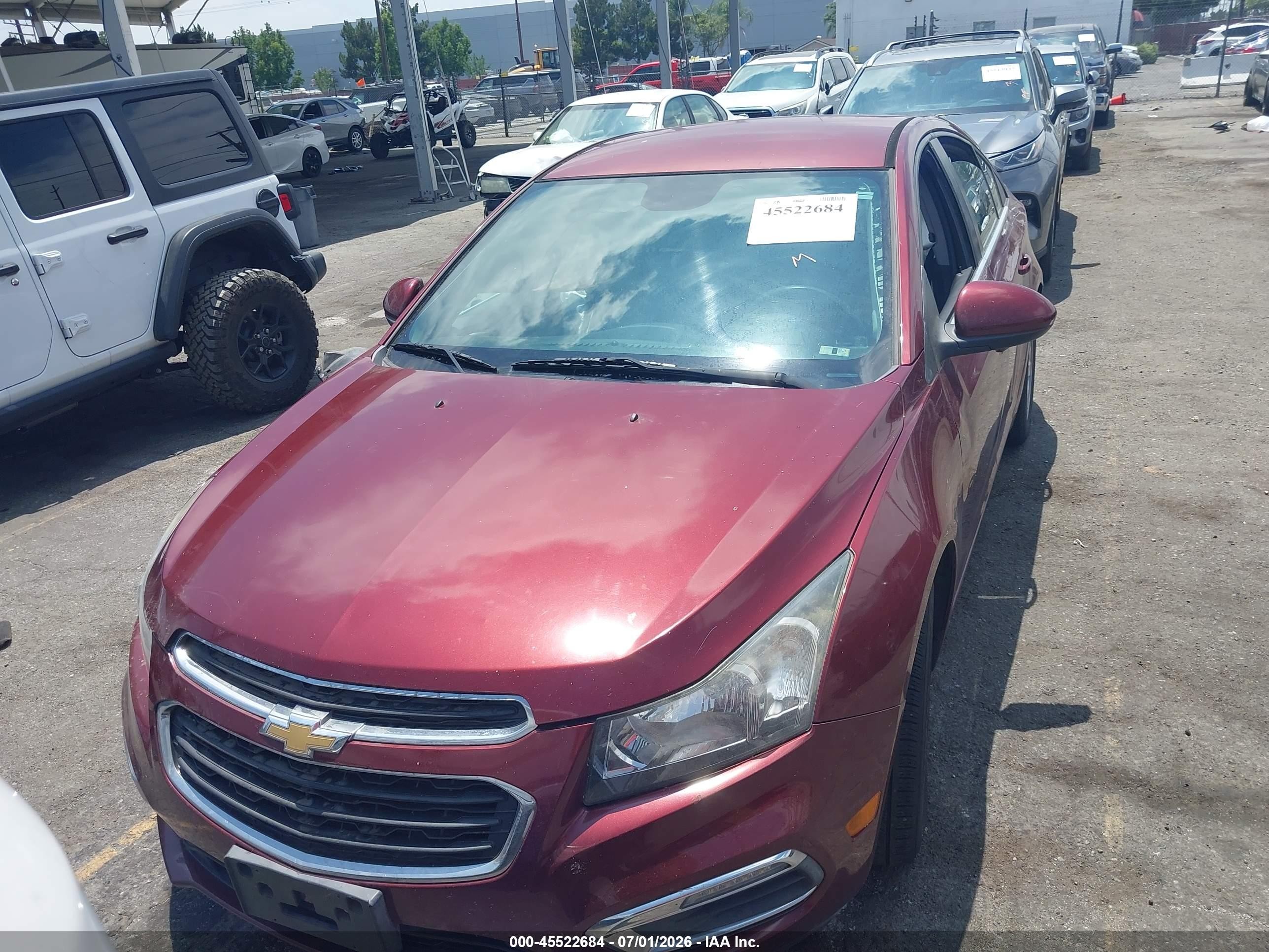 2015 Chevrolet Cruze 1lt Auto Burgundy vin: 1G1PC5SB2F7240306