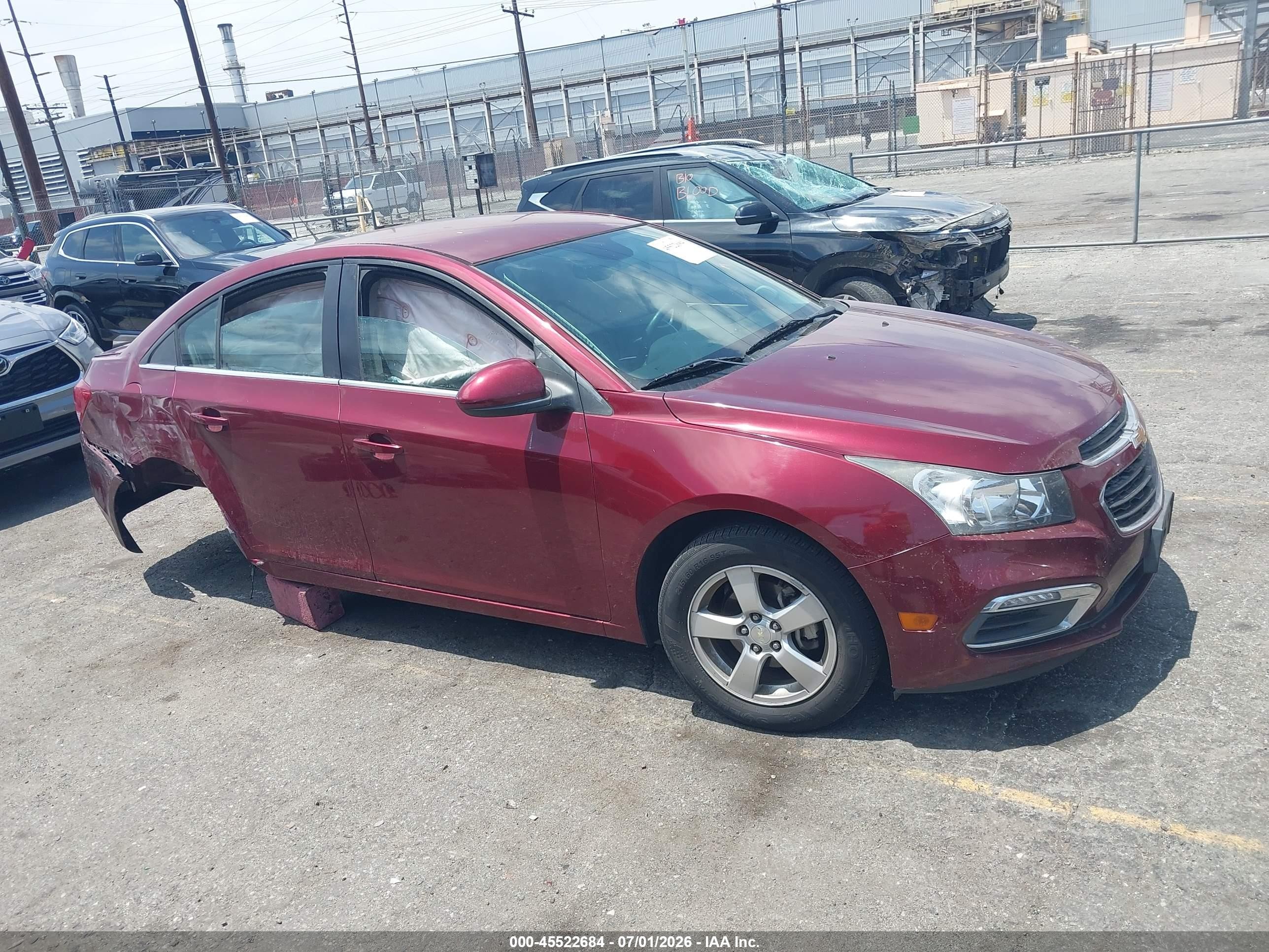 2015 Chevrolet Cruze 1lt Auto Burgundy vin: 1G1PC5SB2F7240306