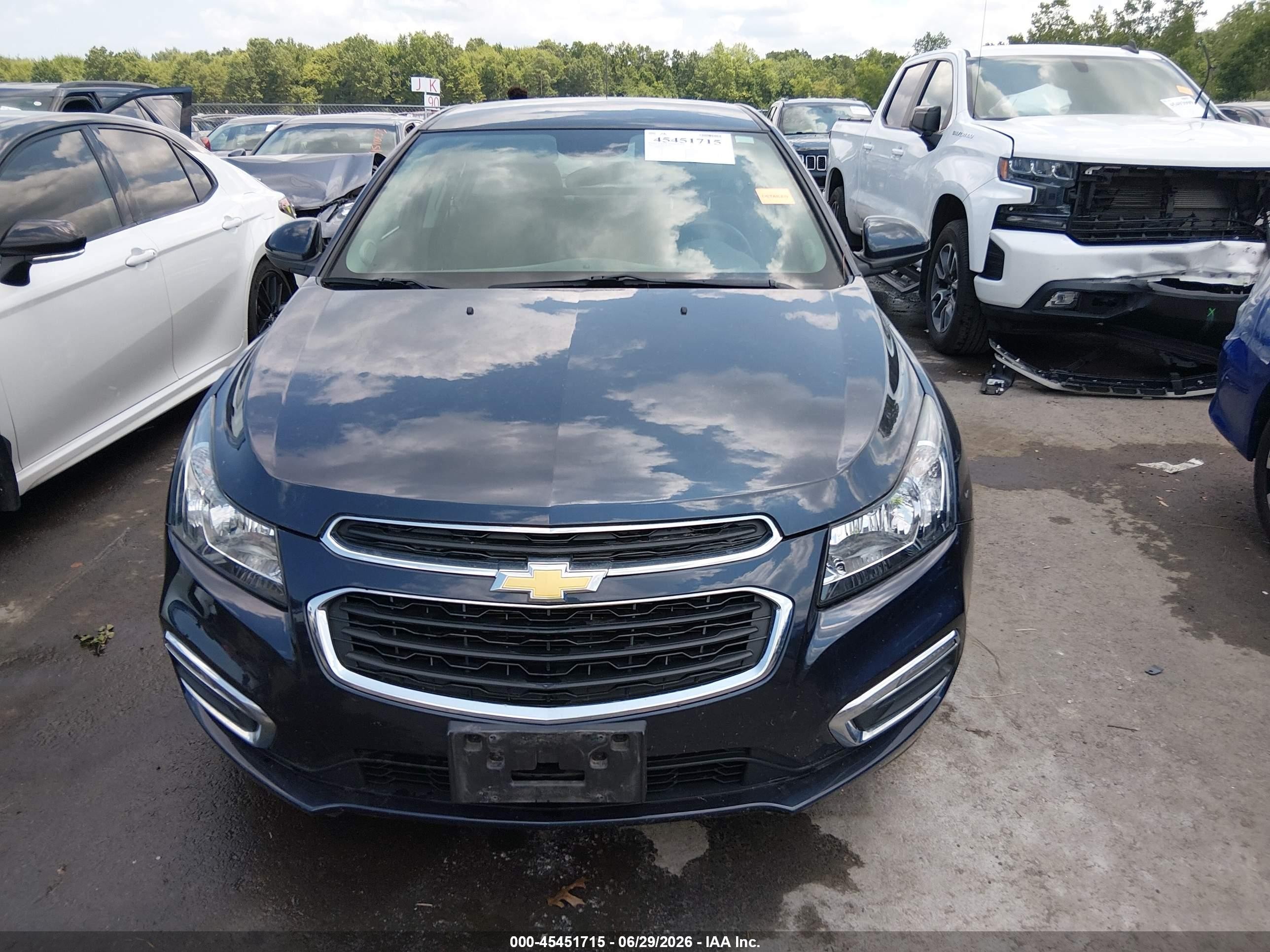 2015 Chevrolet Cruze 1lt Auto Black vin: 1G1PC5SB2F7243108