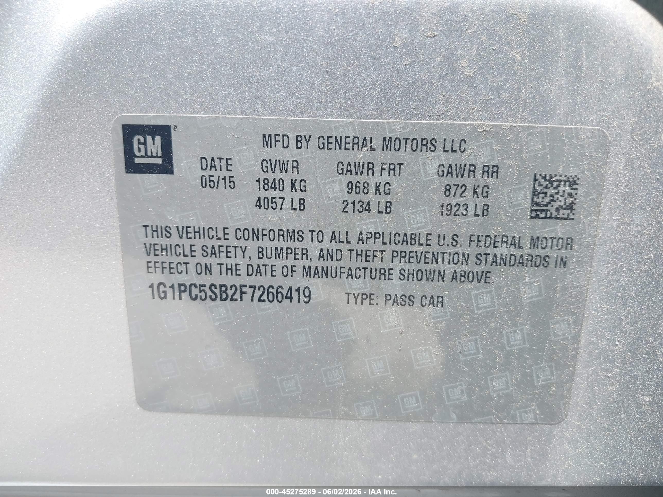 2015 Chevrolet Cruze 1lt Auto Silver vin: 1G1PC5SB2F7266419