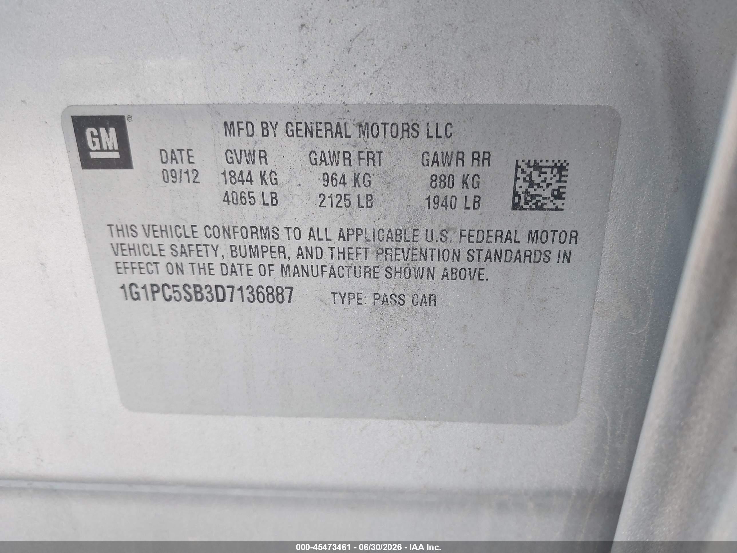 2013 Chevrolet Cruze 1lt Auto Silver vin: 1G1PC5SB3D7136887