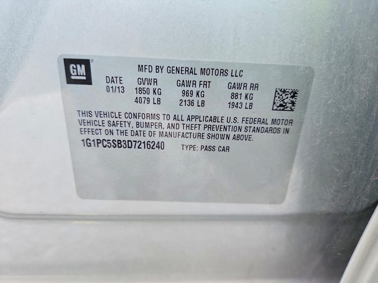 2013 Chevrolet Cruze Lt Silver vin: 1G1PC5SB3D7216240