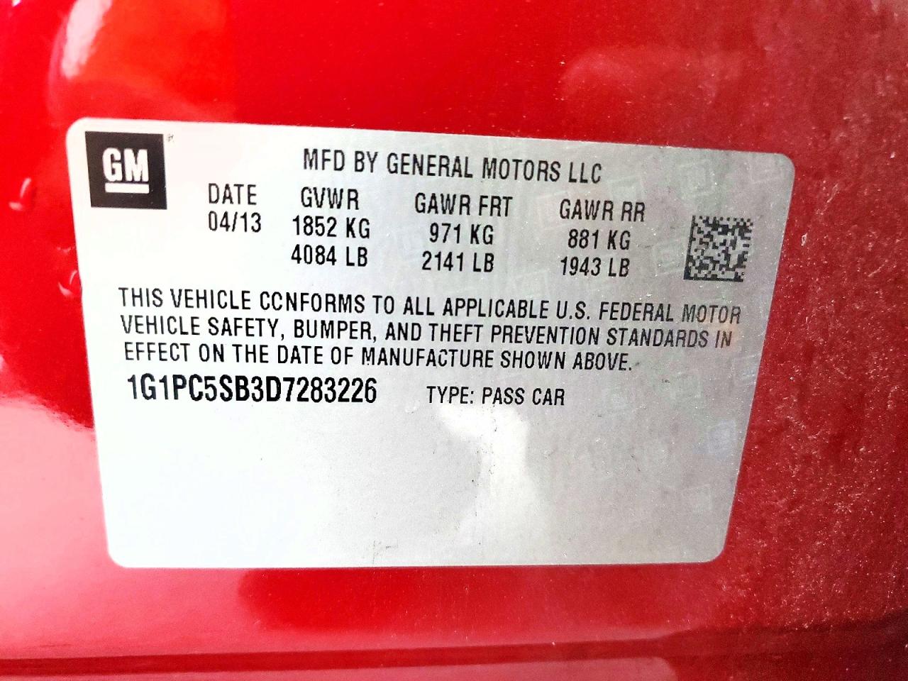 2013 Chevrolet Cruze Lt Бордовый vin: 1G1PC5SB3D7283226