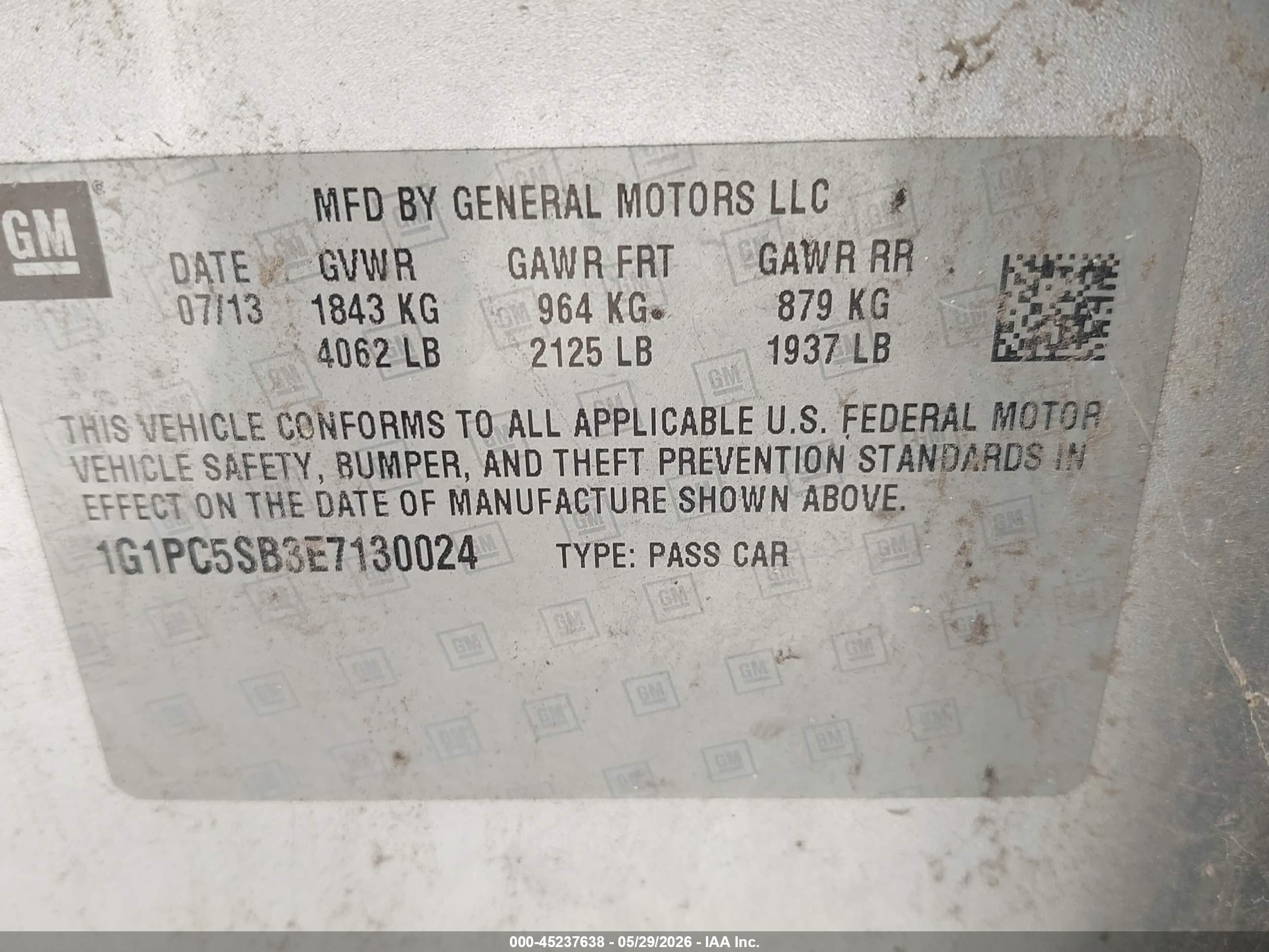 2014 Chevrolet Cruze 1lt Auto Silver vin: 1G1PC5SB3E7130024