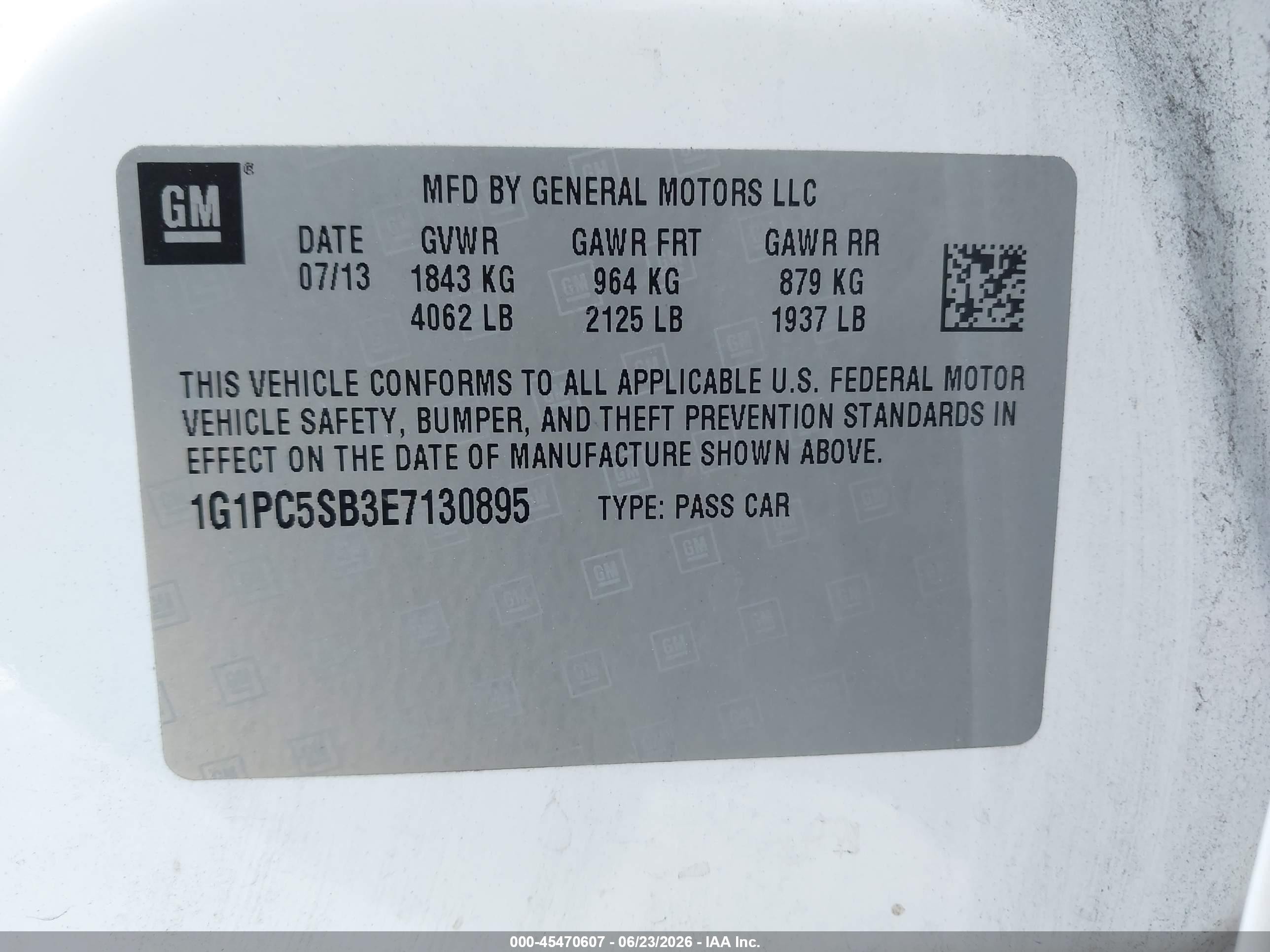 2014 Chevrolet Cruze 1lt Auto White vin: 1G1PC5SB3E7130895