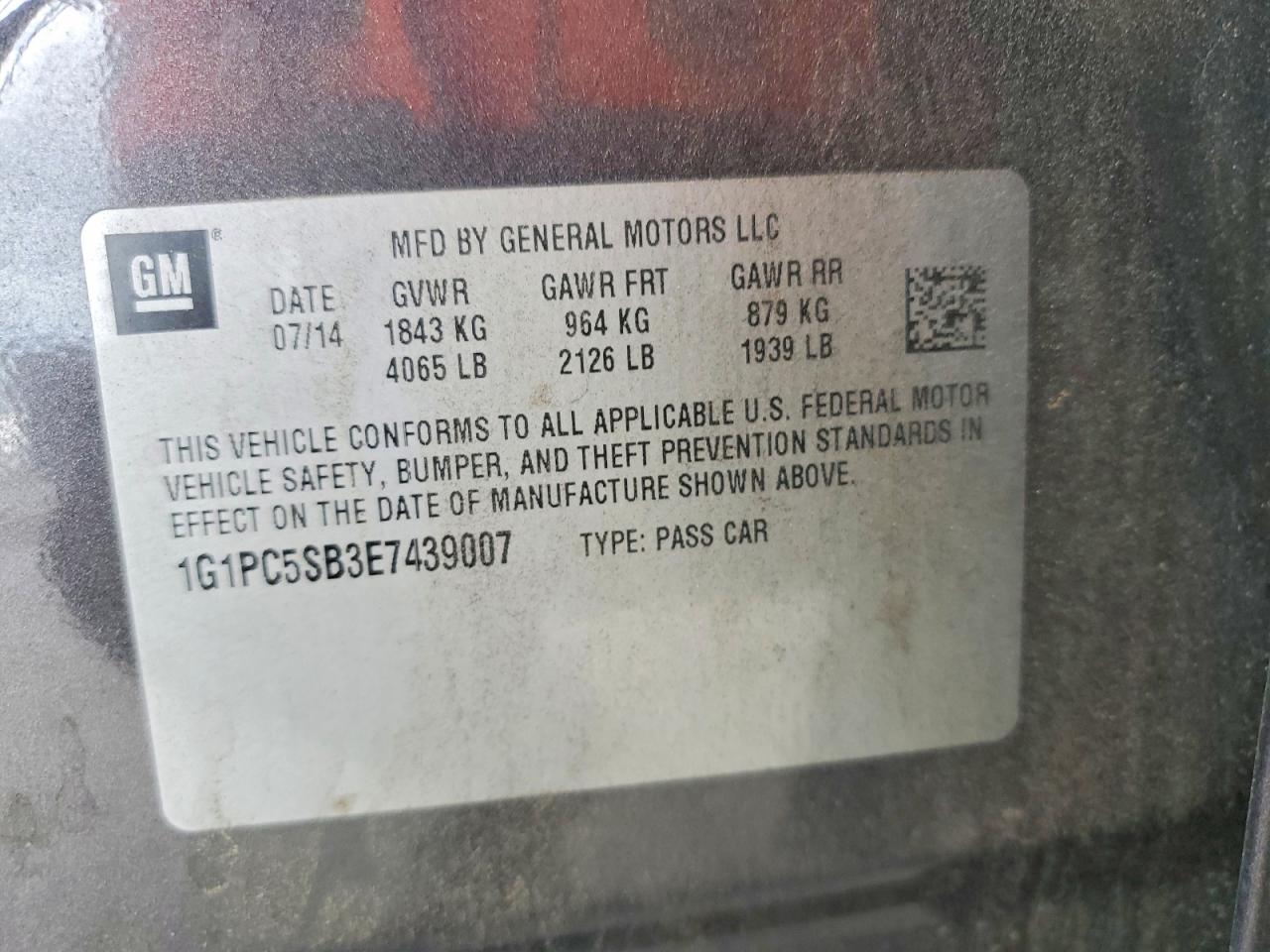 2014 Chevrolet Cruze Lt Gray vin: 1G1PC5SB3E7439007