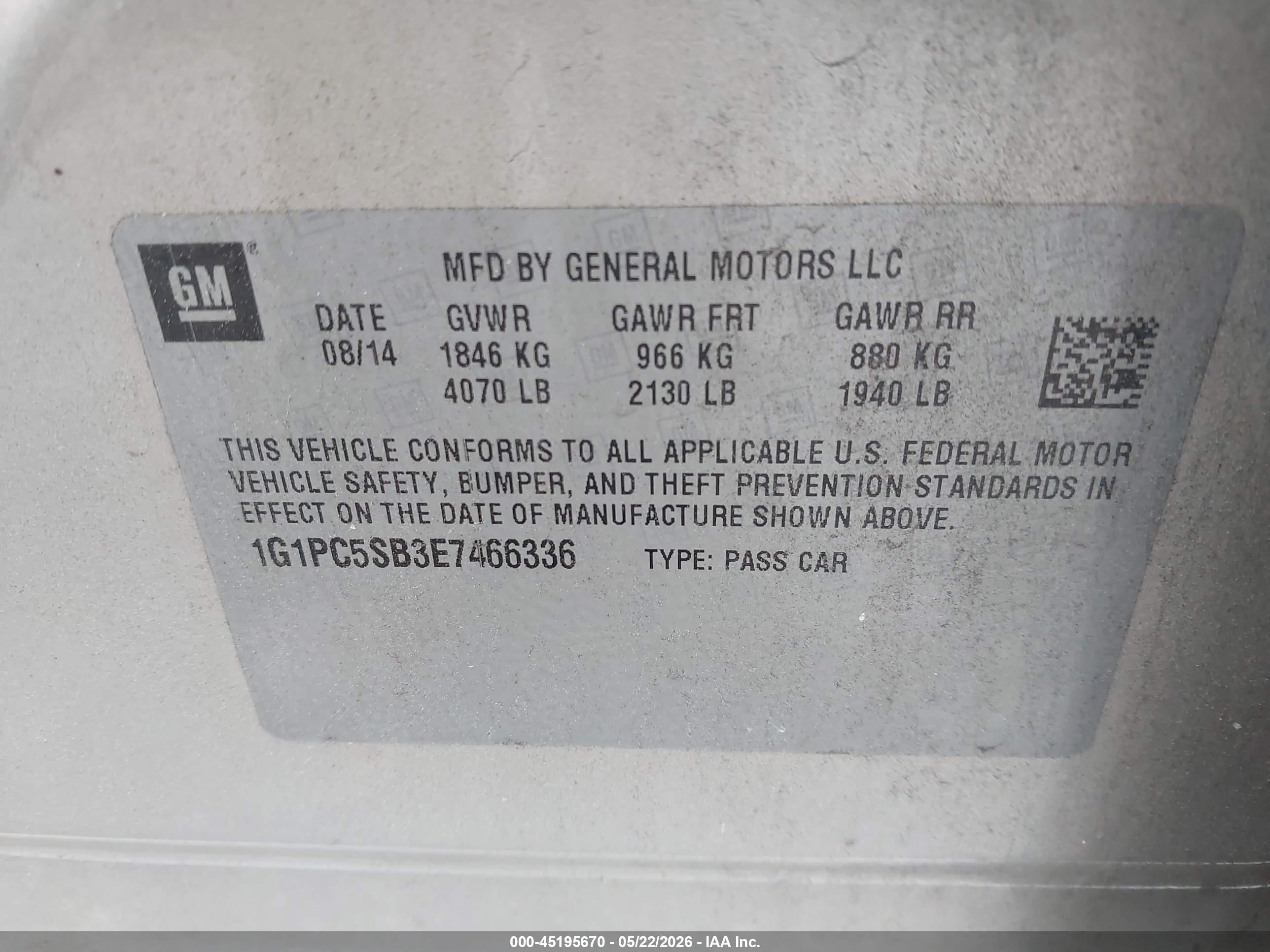 2014 Chevrolet Cruze 1lt Auto Gold vin: 1G1PC5SB3E7466336