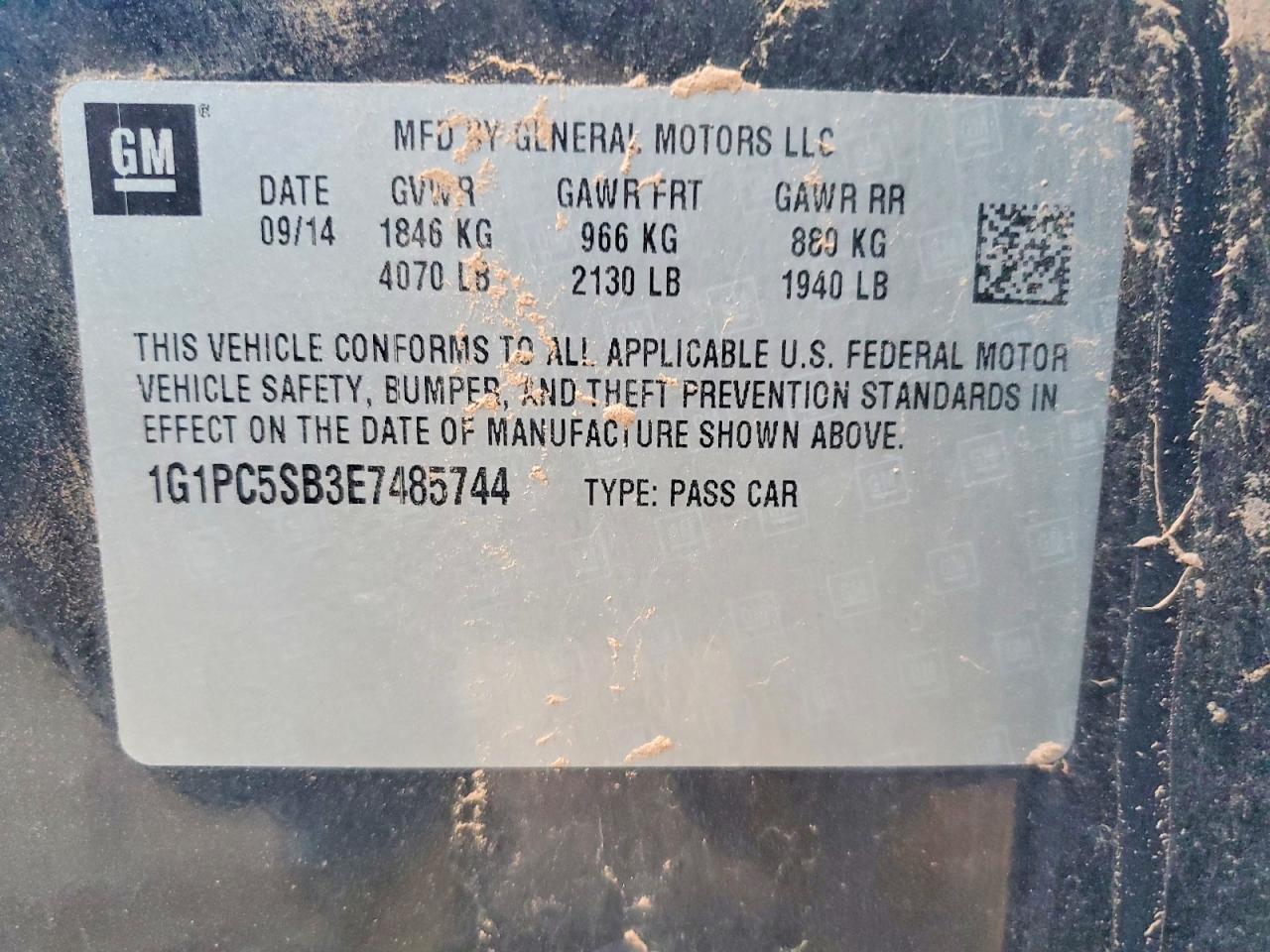 2014 Chevrolet Cruze Lt Black vin: 1G1PC5SB3E7485744