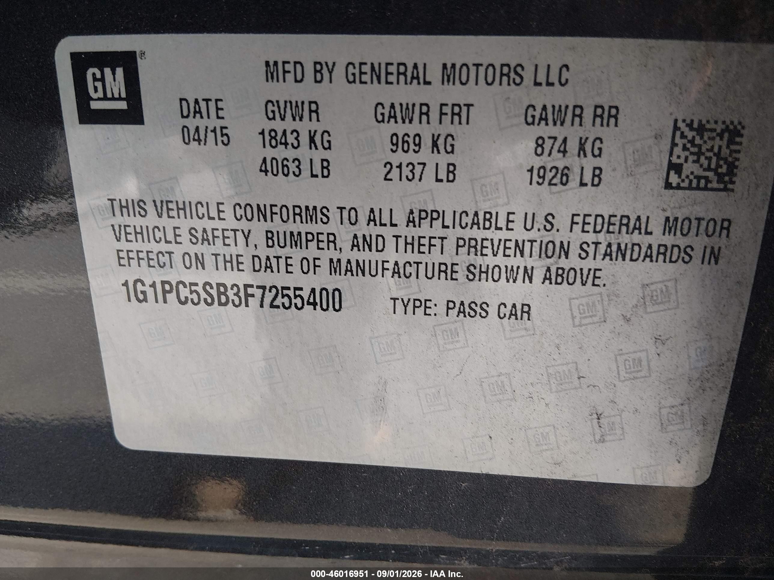 2015 Chevrolet Cruze 1lt Auto Navy vin: 1G1PC5SB3F7255400