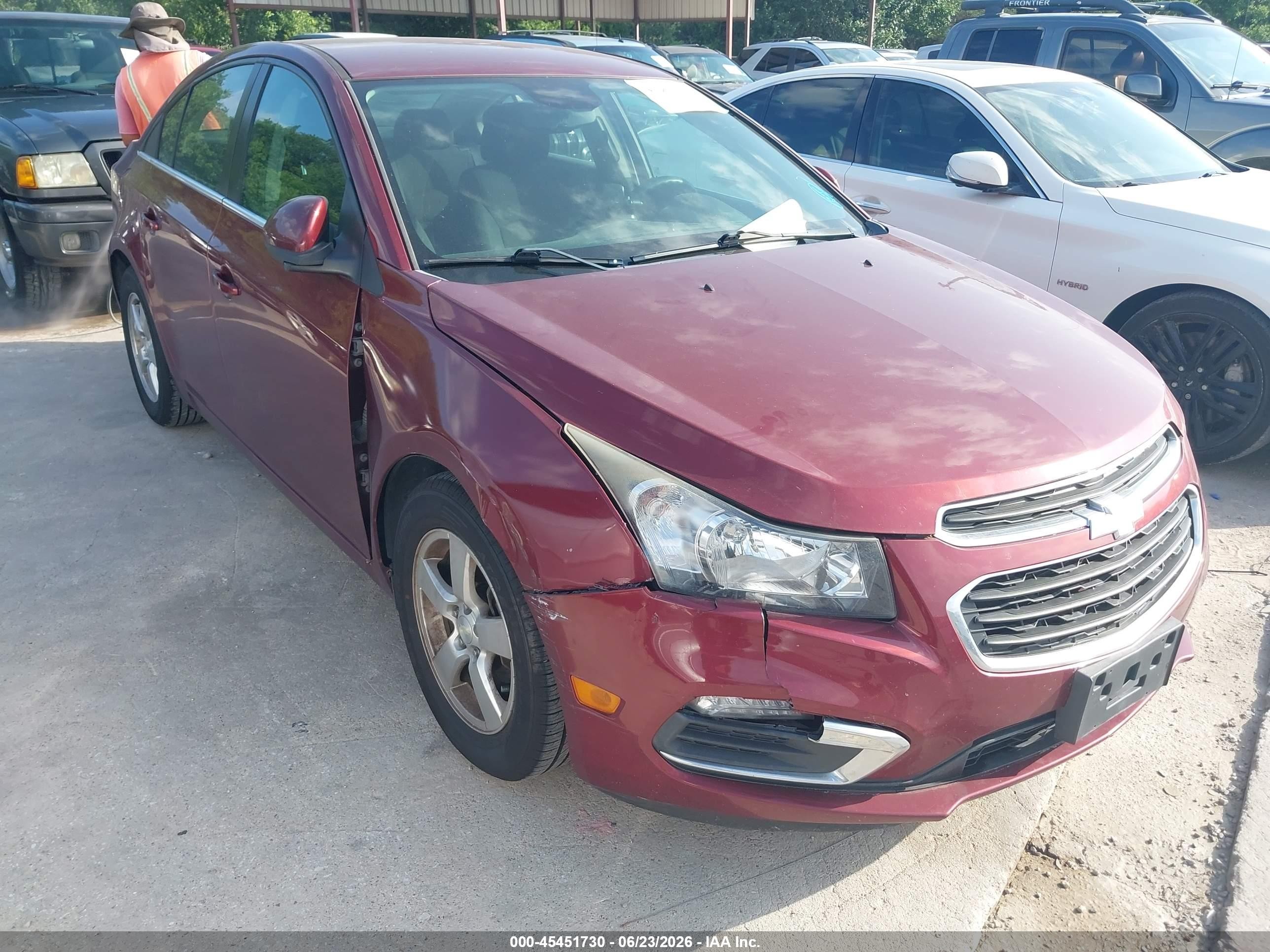 2015 Chevrolet Cruze 1lt Auto Maroon vin: 1G1PC5SB3F7261102