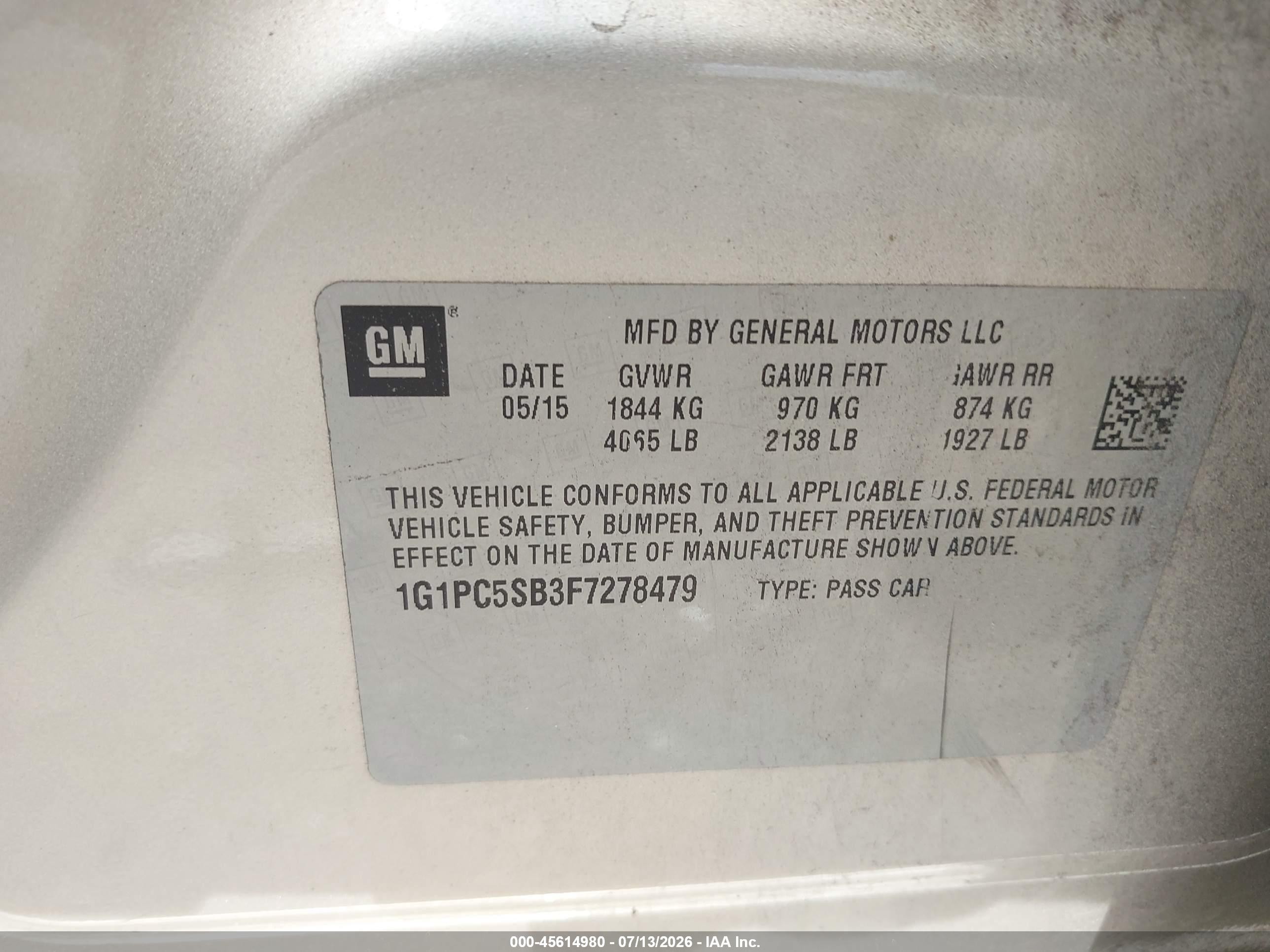 2015 Chevrolet Cruze 1lt Auto Желто-коричневый vin: 1G1PC5SB3F7278479