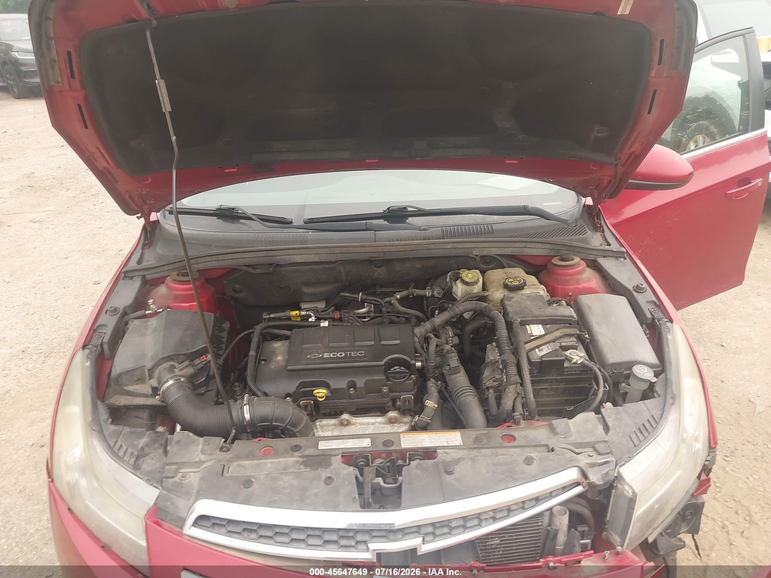 2013 Chevrolet Cruze 1lt Auto Red vin: 1G1PC5SB4D7105535