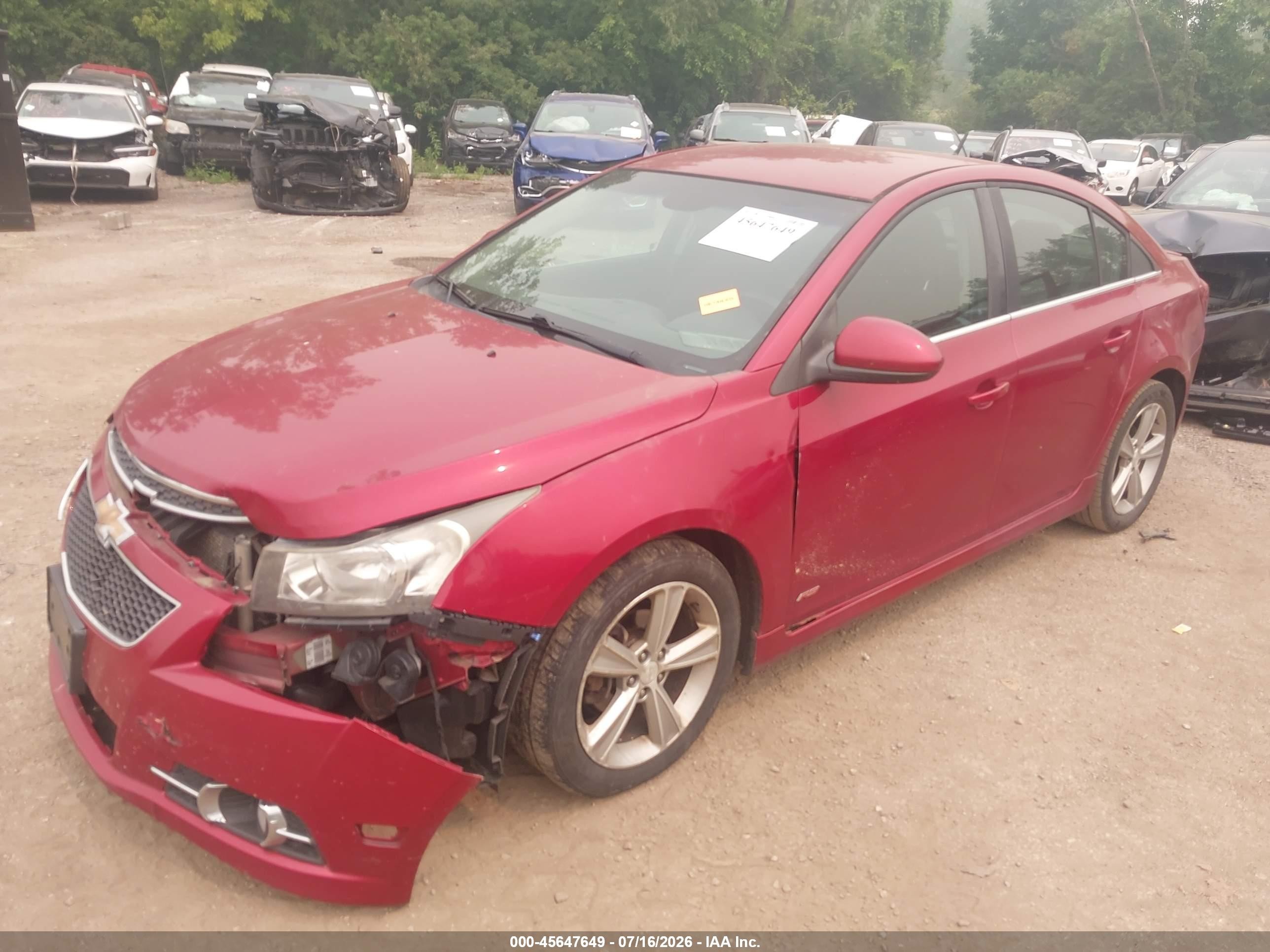 2013 Chevrolet Cruze 1lt Auto Red vin: 1G1PC5SB4D7105535