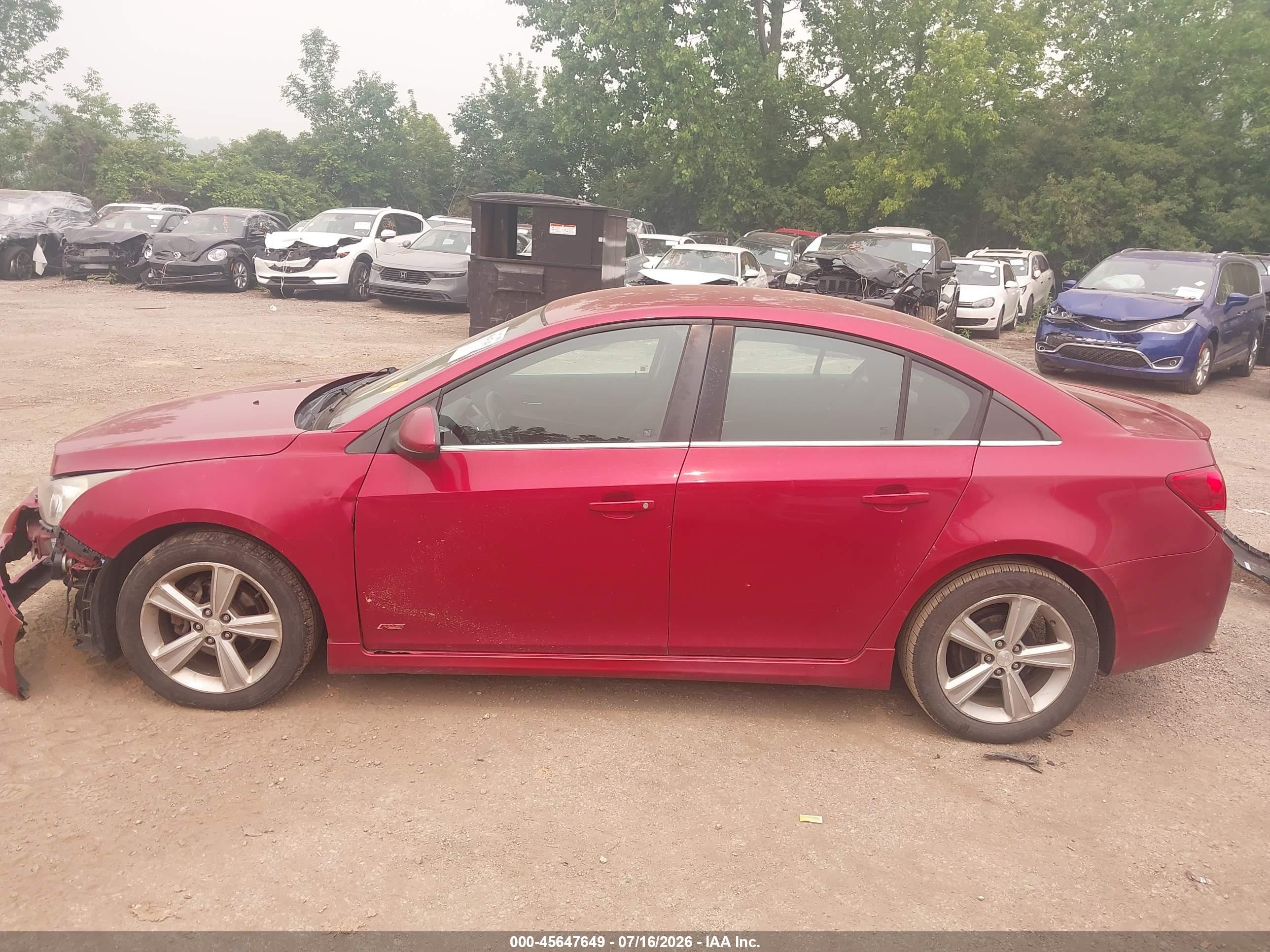 2013 Chevrolet Cruze 1lt Auto Red vin: 1G1PC5SB4D7105535