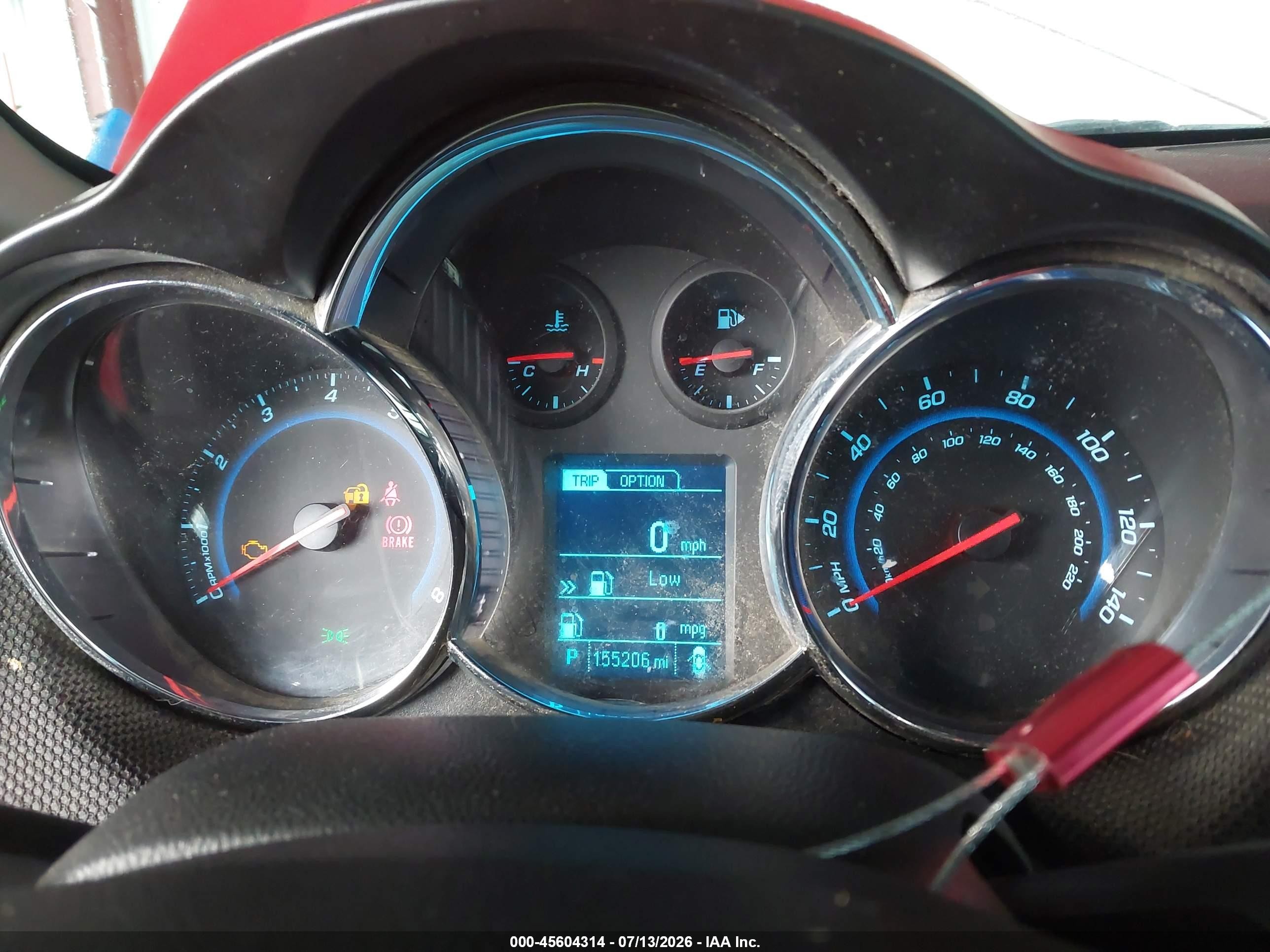 2013 Chevrolet Cruze 1lt Auto Красный vin: 1G1PC5SB4D7292405